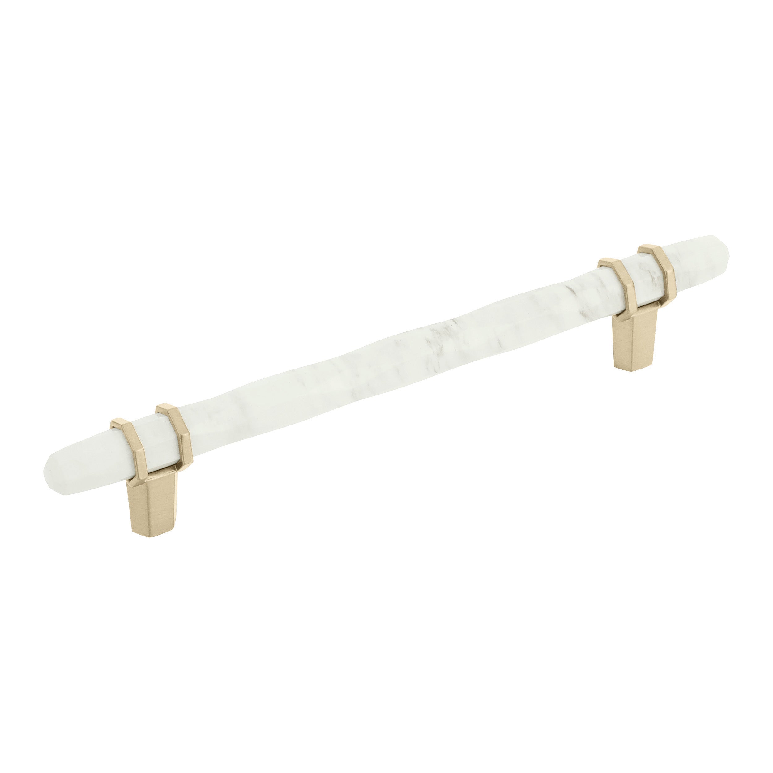 Carrione 6-5/16 inch (160mm) Center-to-Center Marble White/Golden Champagne Cabinet Pull