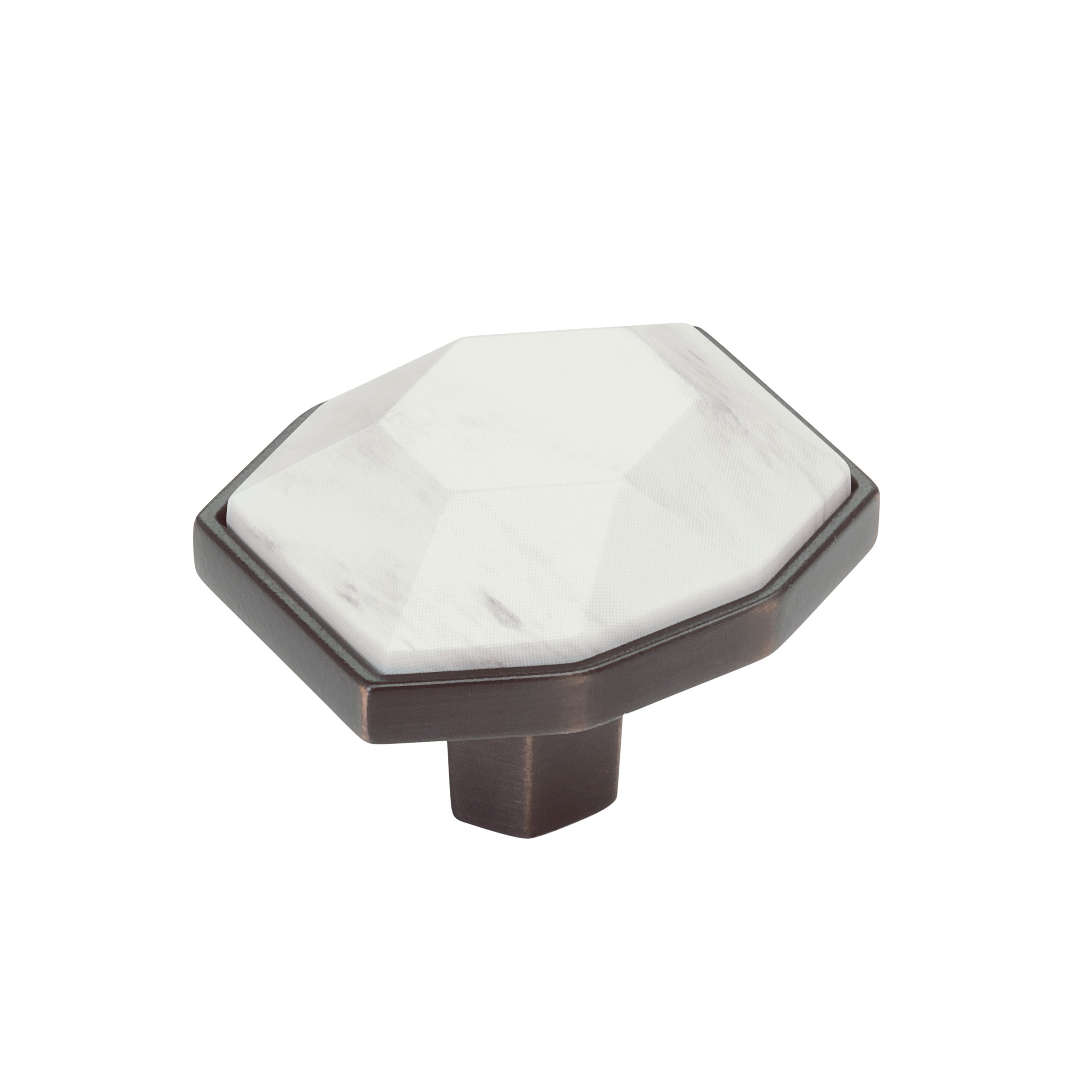 Carrione 1-5/8 inch (41mm) Length Marble White/Oil-Rubbed Bronze Cabinet Knob