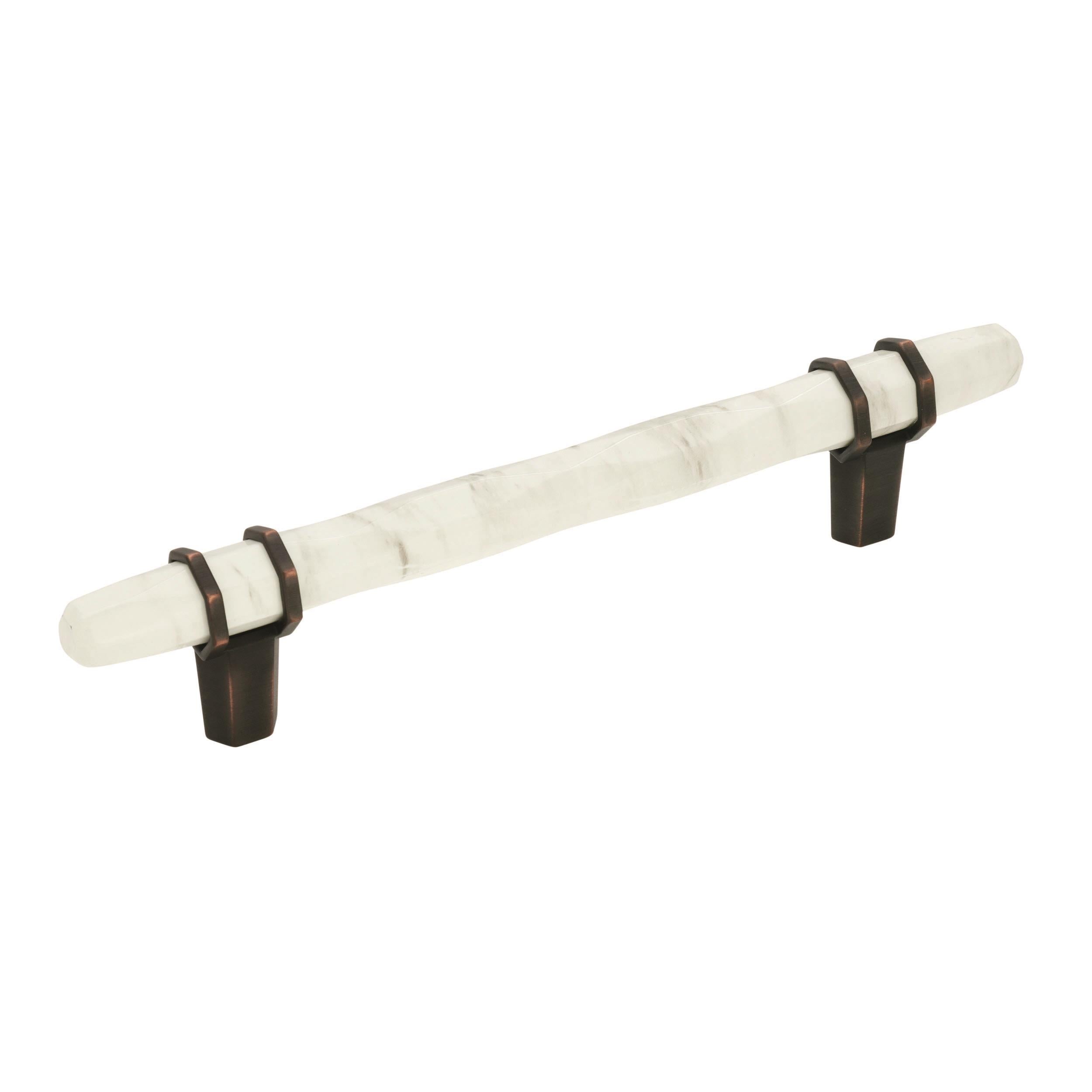 Carrione 5-1/16 inch (128mm) Center-to-Center Marble White/Oil-Rubbed Bronze Cabinet Pull