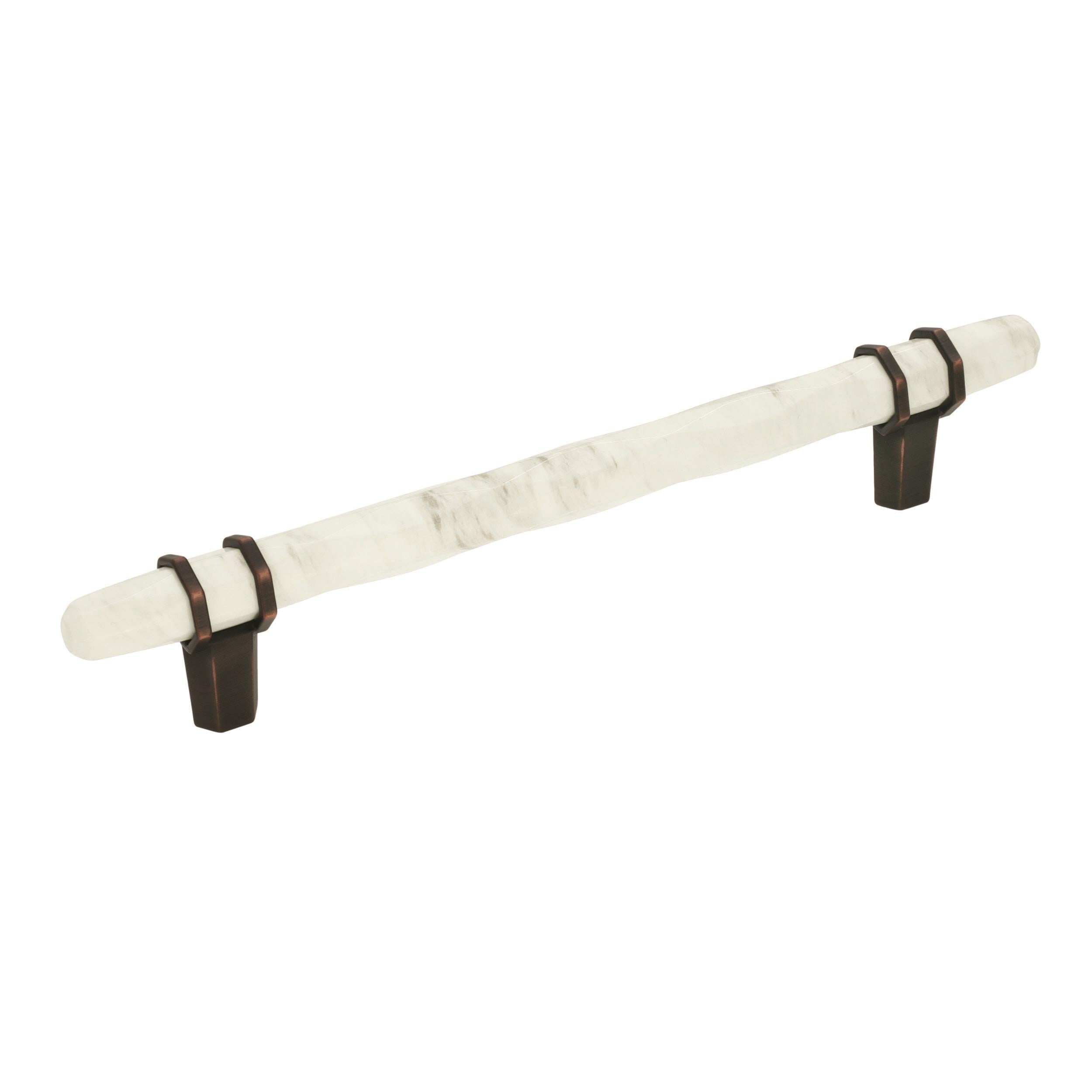 Carrione 6-5/16 inch (160mm) Center-to-Center Marble White/Oil-Rubbed Bronze Cabinet Pull