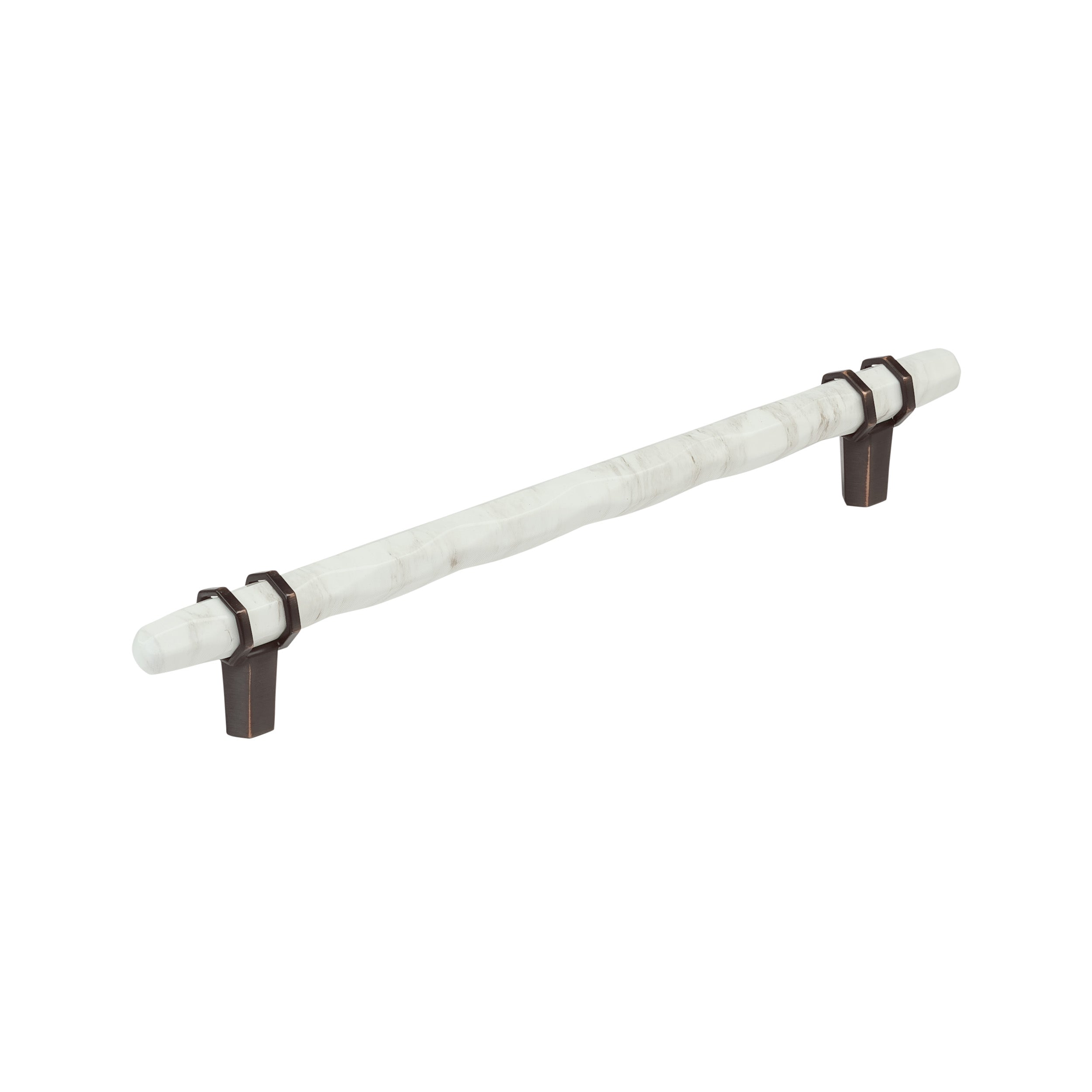 Carrione 8 inch (203mm) Center-to-Center Marble White/Oil-Rubbed Bronze Cabinet Pull