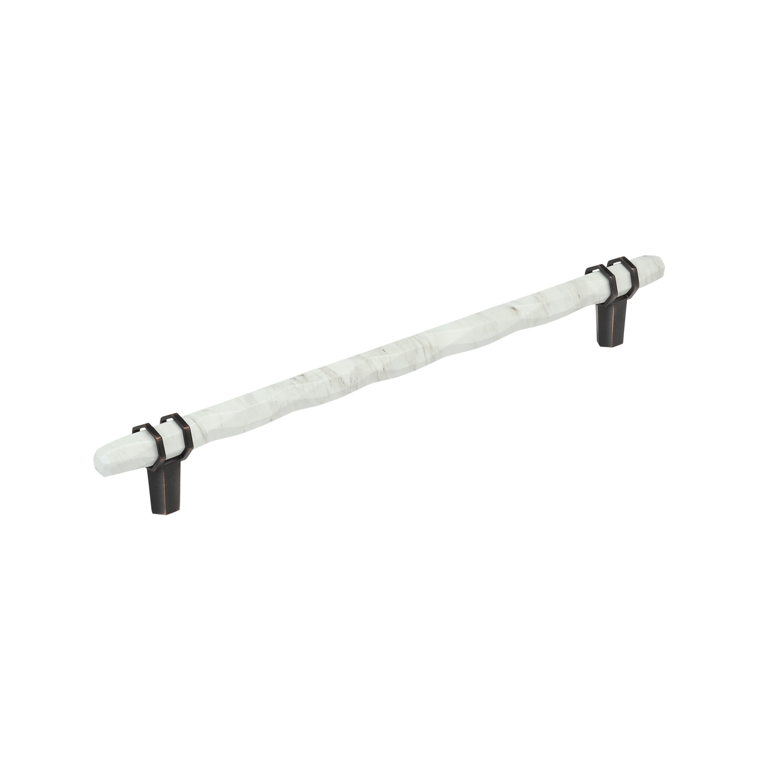 Carrione 10-1/16 inch (256mm) Center-to-Center Marble White/Oil-Rubbed Bronze Cabinet Pull