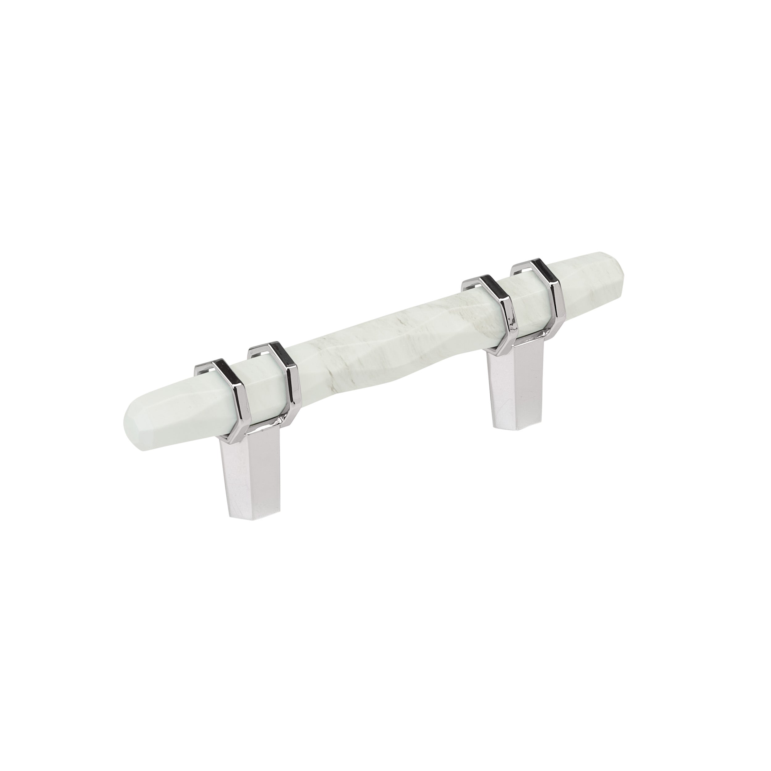 Carrione 3 inch (76mm) Center-to-Center Marble White/Polished Chrome Cabinet Pull