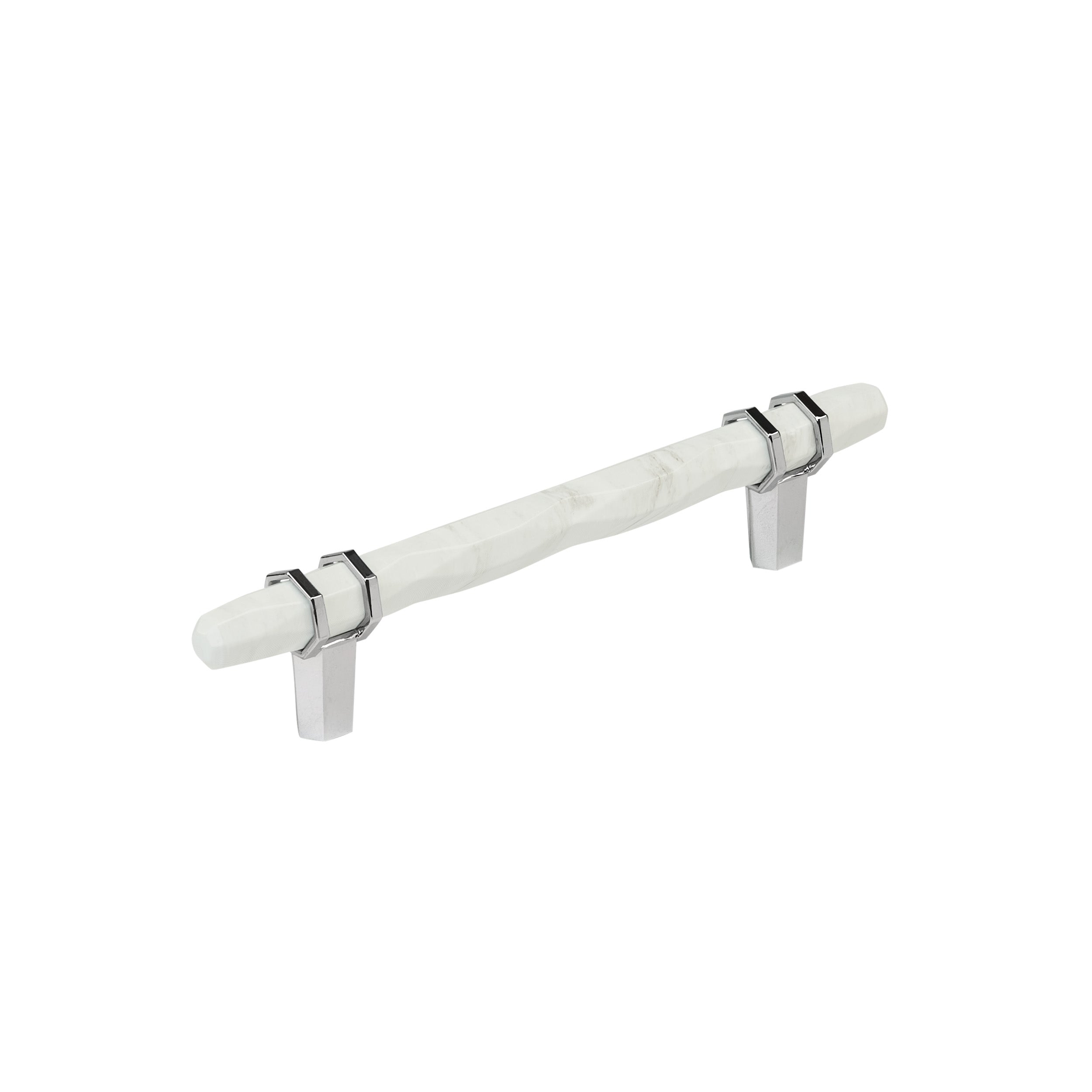 Carrione 5-1/16 inch (128mm) Center-to-Center Marble White/Polished Chrome Cabinet Pull