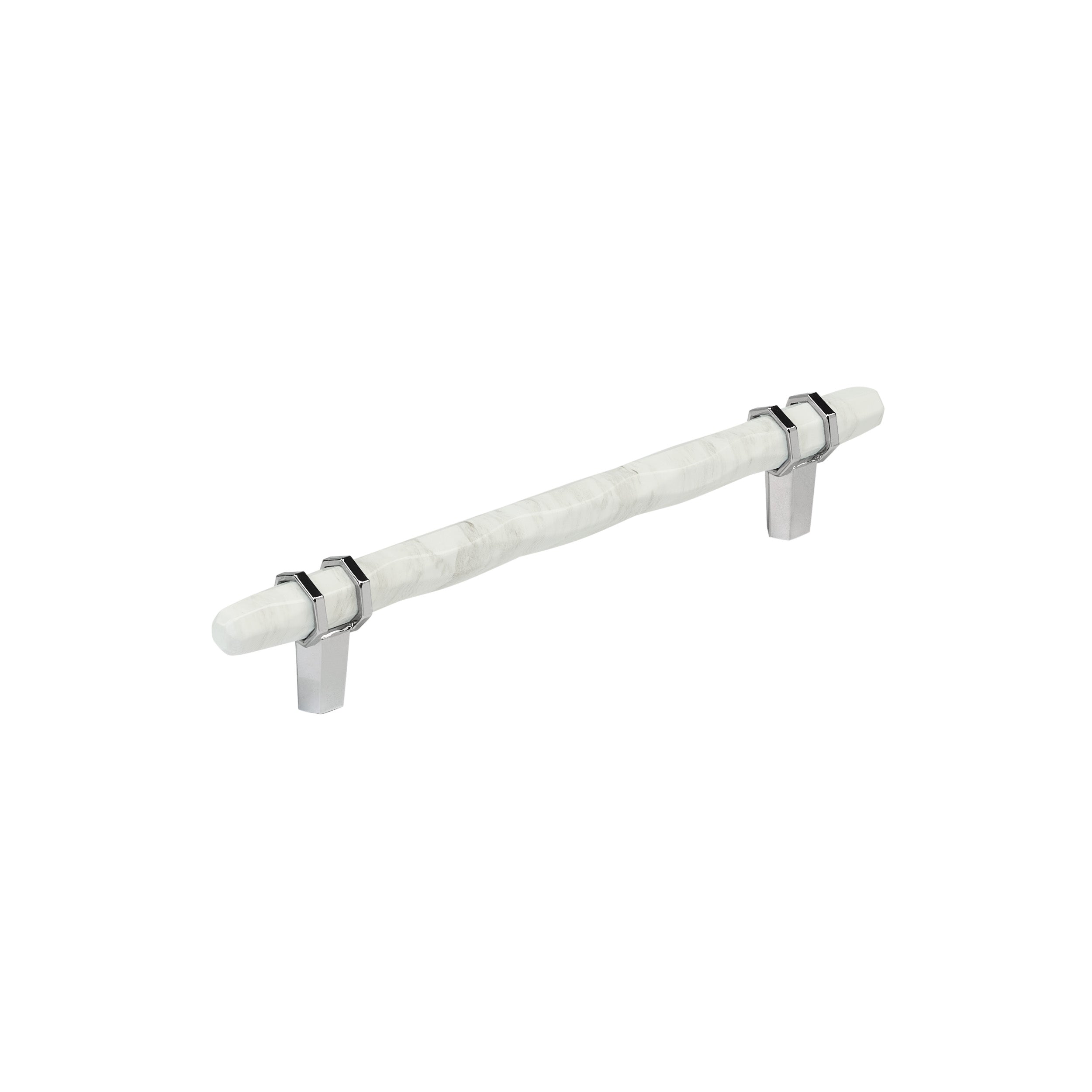 Carrione 6-5/16 inch (160mm) Center-to-Center Marble White/Polished Chrome Cabinet Pull