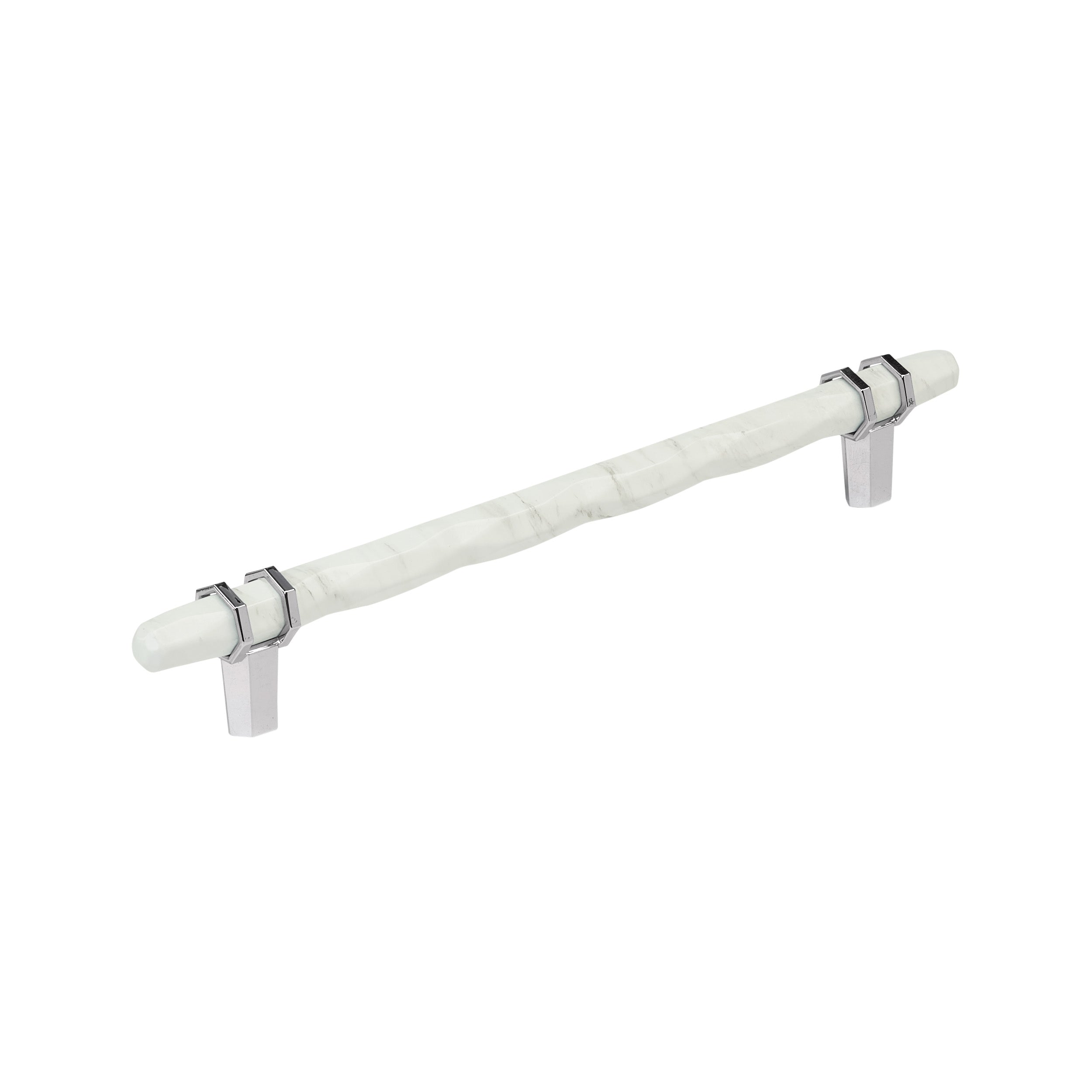Carrione 8 inch (203mm) Center-to-Center Marble White/Polished Chrome Cabinet Pull