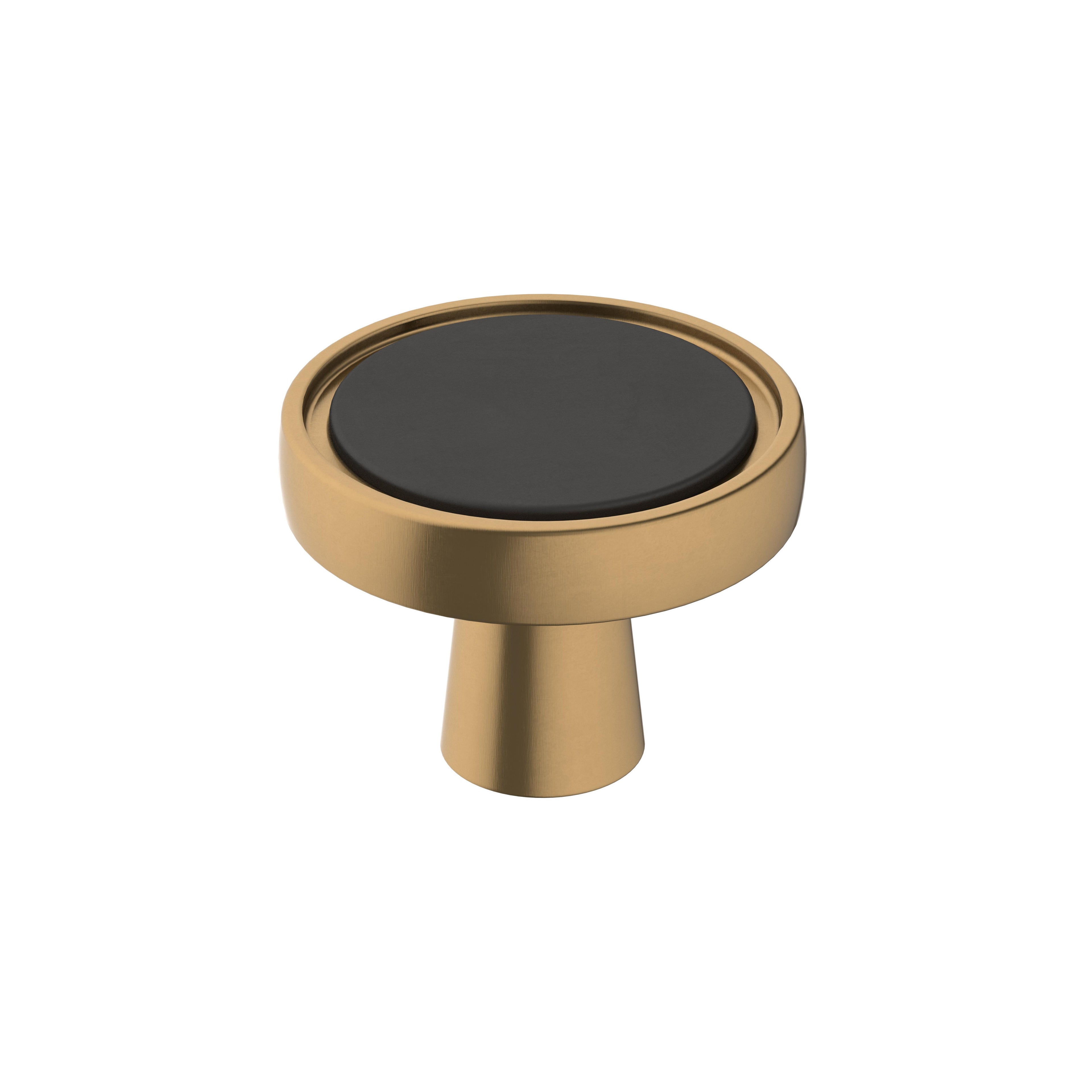 Mergence 1-3/8 inch (35mm) Diameter Matte Black/Champagne Bronze Cabinet Knob