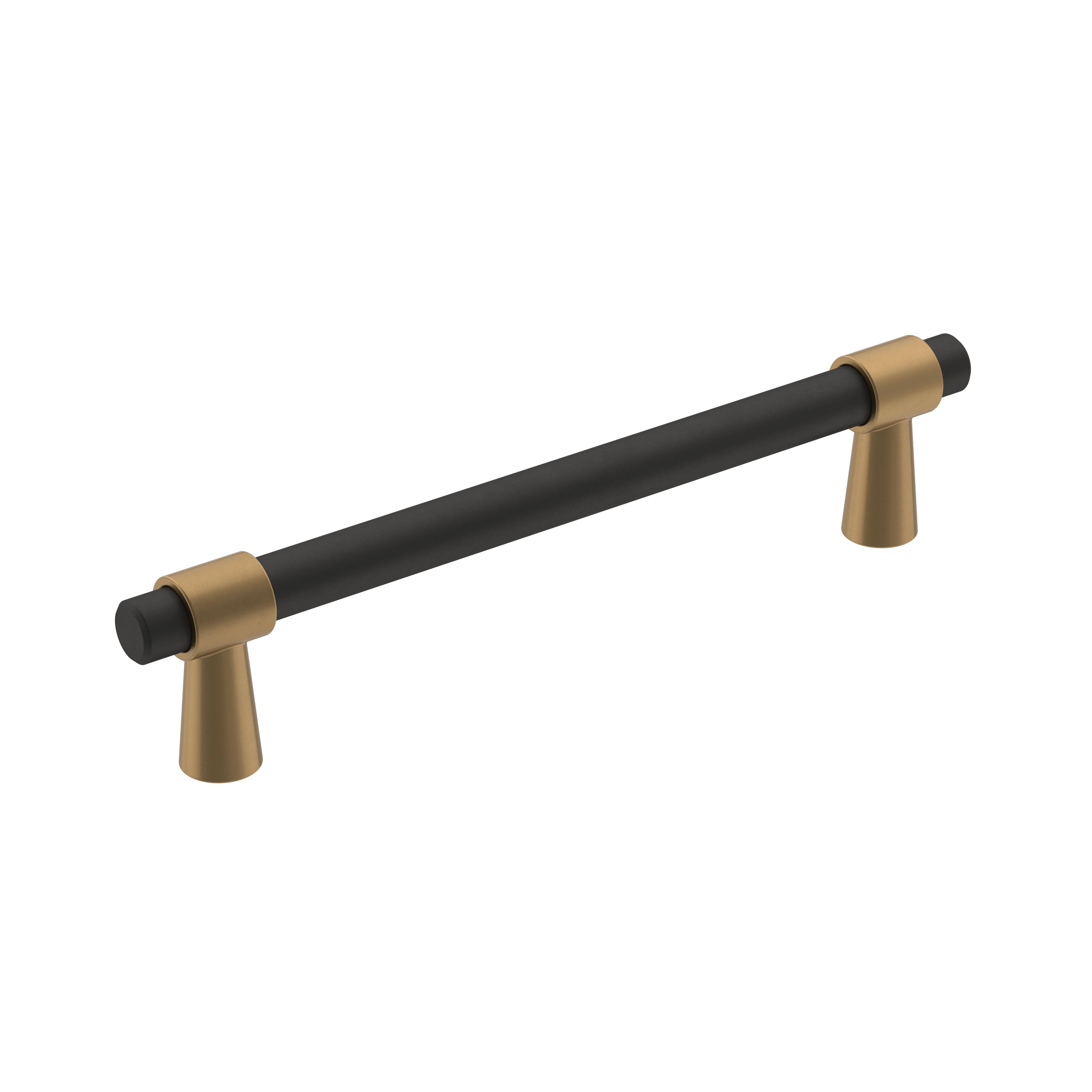 Mergence 5-1/16 inch (128mm) Center-to-Center Matte Black/Champagne Bronze Cabinet Pull