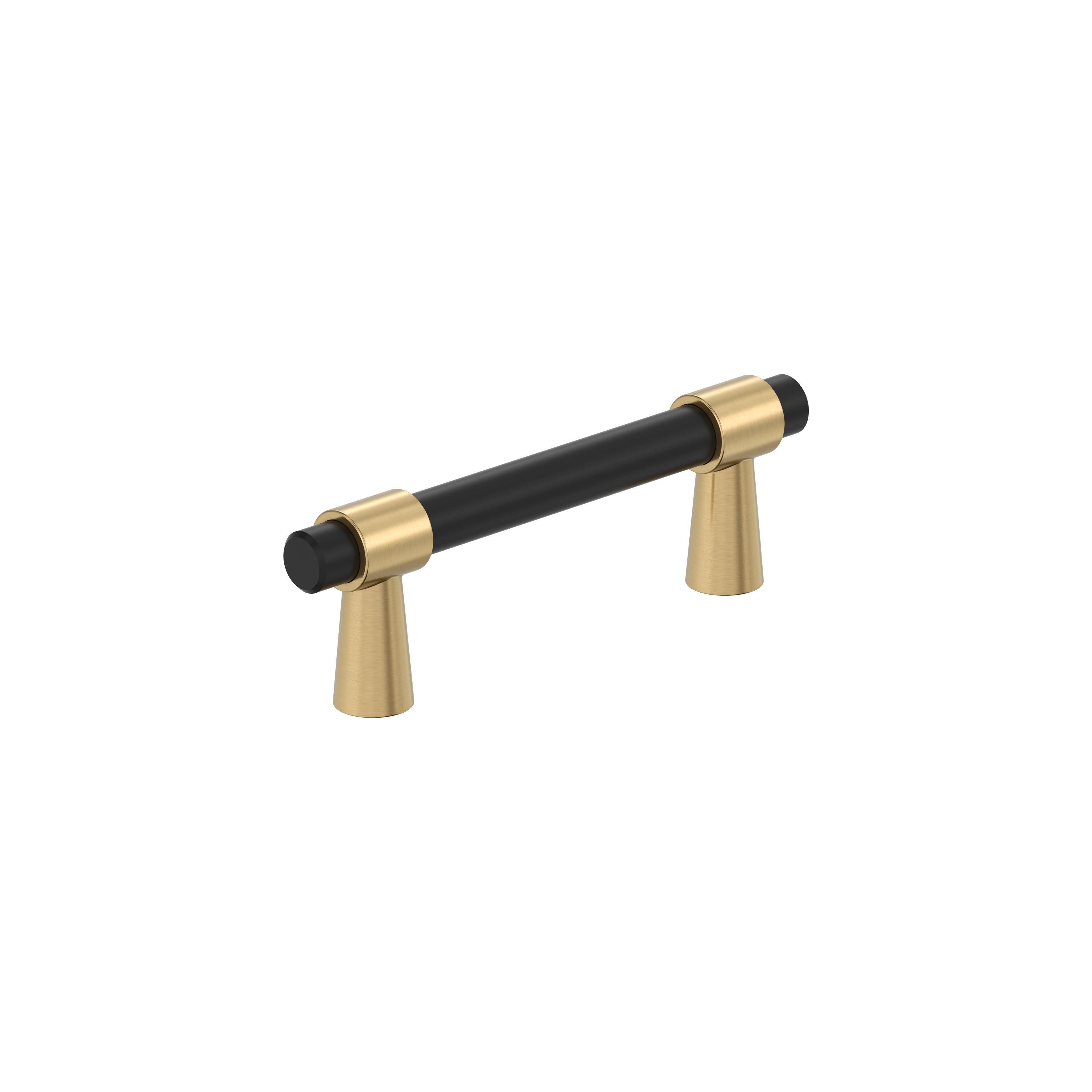 Mergence 3 inch (76mm) Center-to-Center Matte Black/Champagne Bronze Cabinet Pull