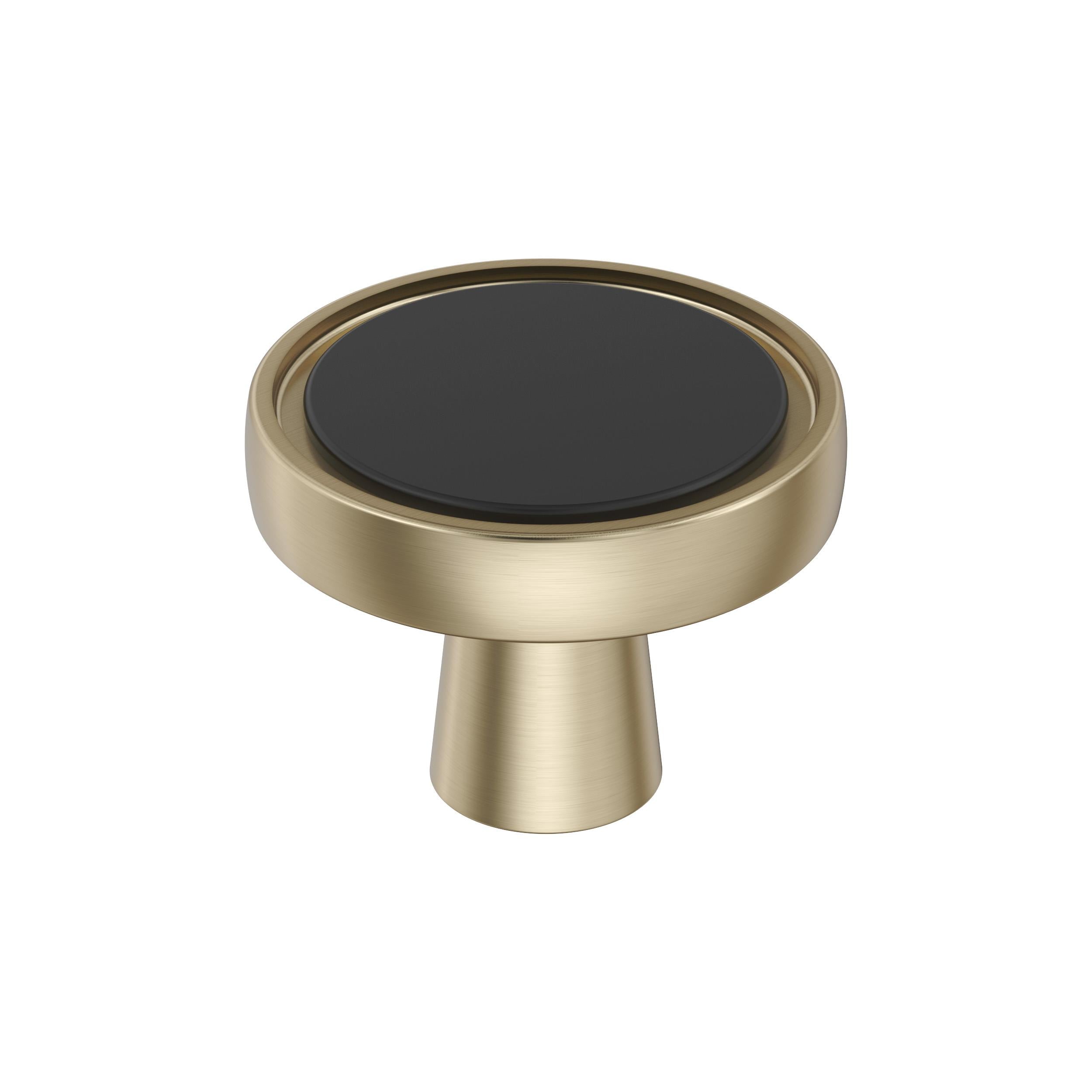 Mergence 1-3/8 inch (35mm) Diameter Matte Black/Golden Champagne Cabinet Knob