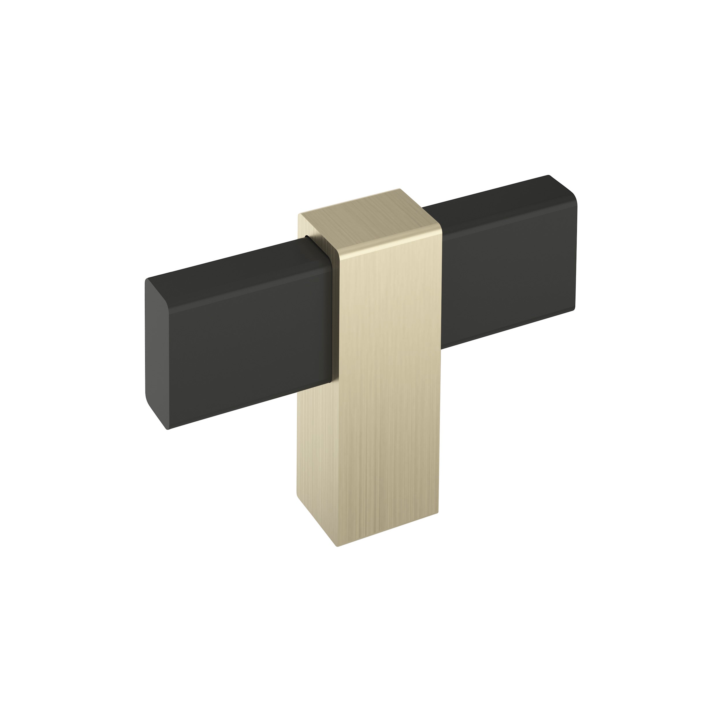 Mulino 2-3/8 inch (60mm) Length Matte Black/Golden Champagne Cabinet Knob