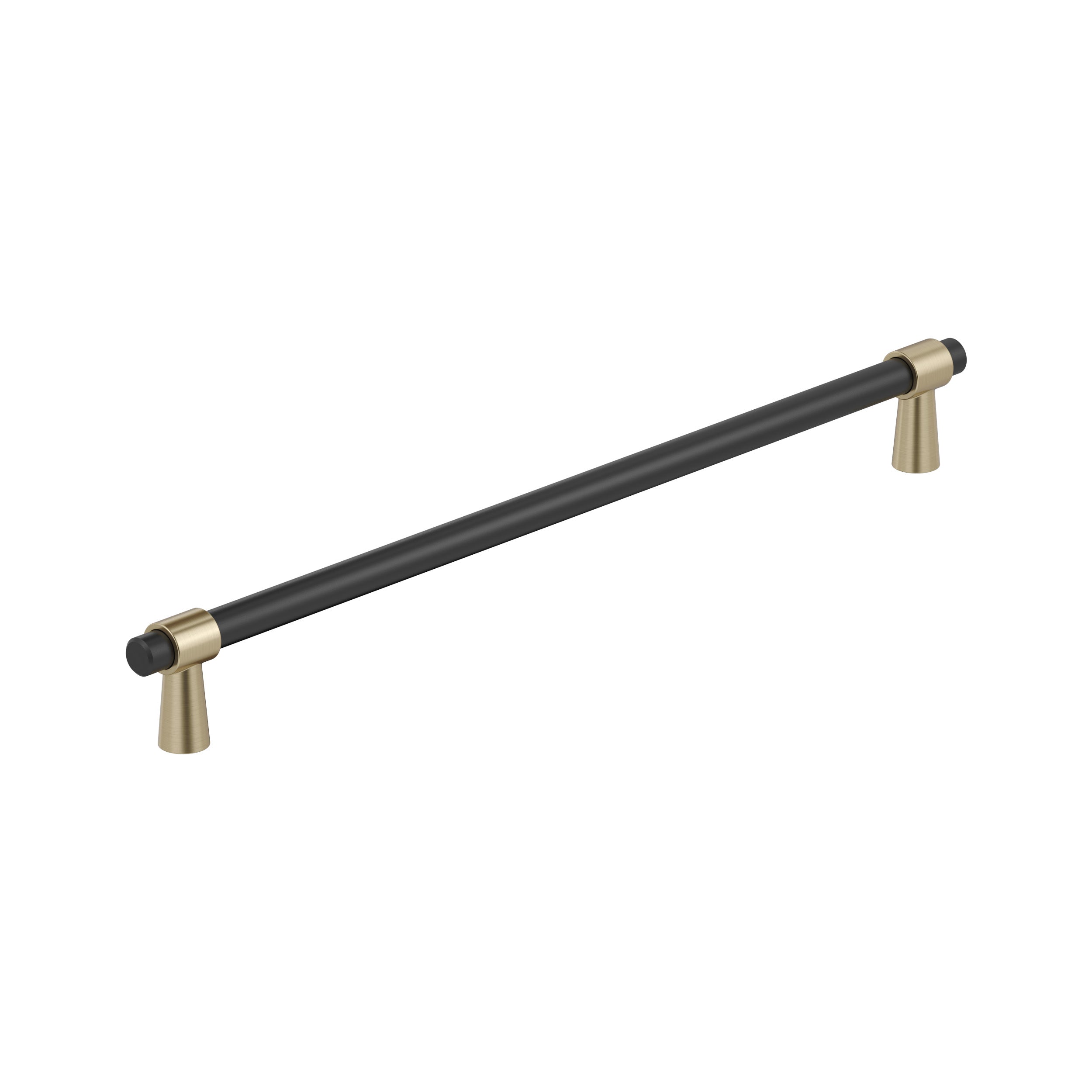 Mergence 12-5/8 inch (320mm) Center-to-Center Matte Black/Golden Champagne Cabinet Pull