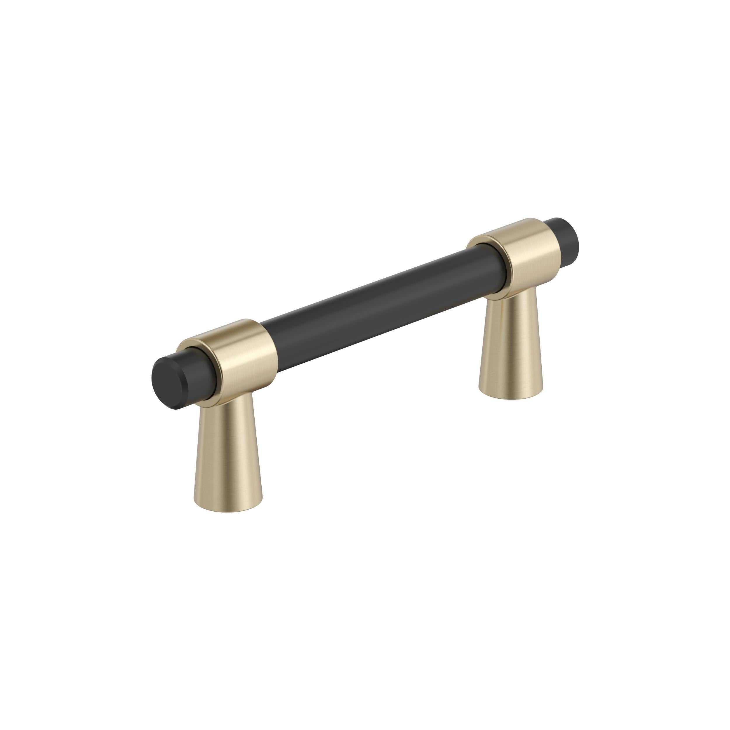 Mergence 3 inch (76mm) Center-to-Center Matte Black/Golden Champagne Cabinet Pull
