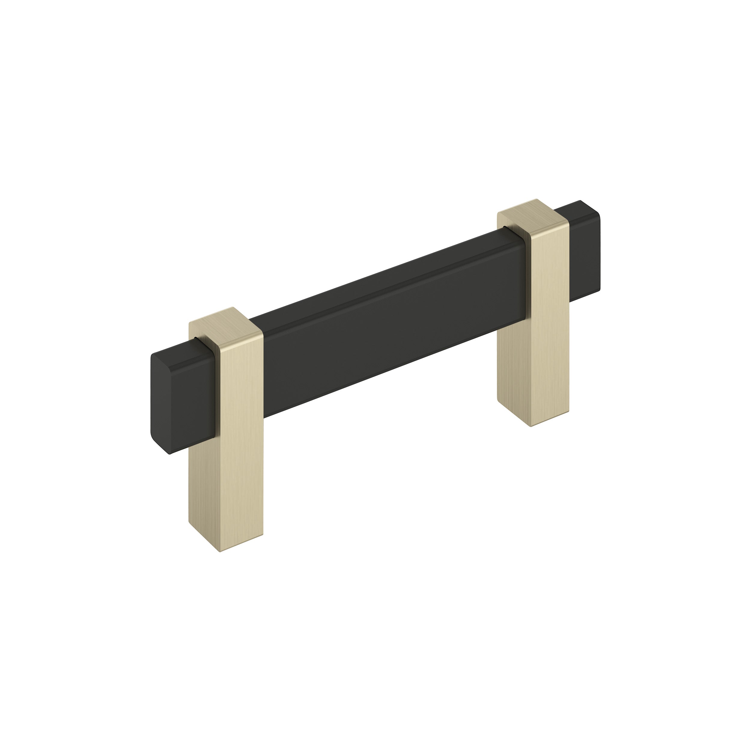 Mulino 3 inch (76mm) Center-to-Center Matte Black/Golden Champagne Cabinet Pull