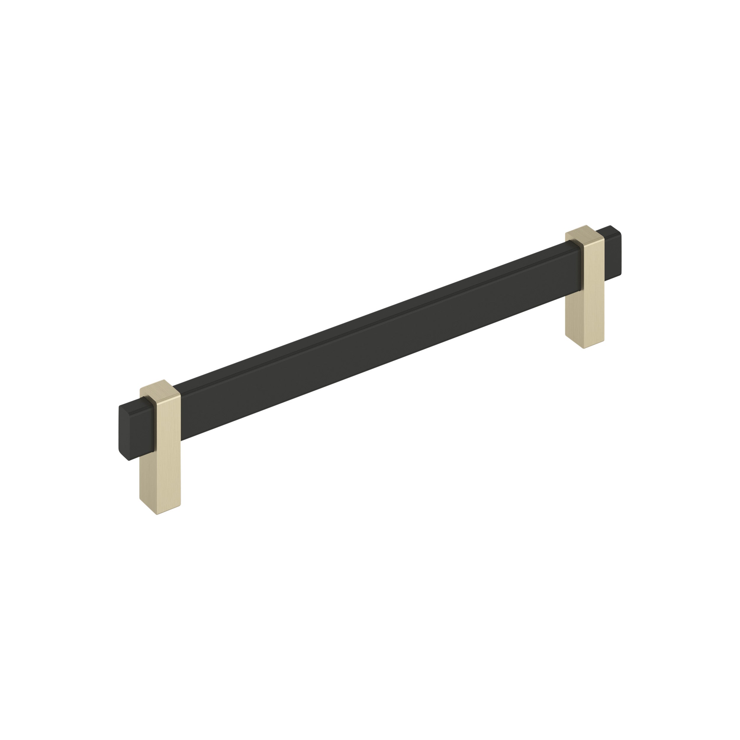 Mulino 7-9/16 inch (192mm) Center-to-Center Matte Black/Golden Champagne Cabinet Pull