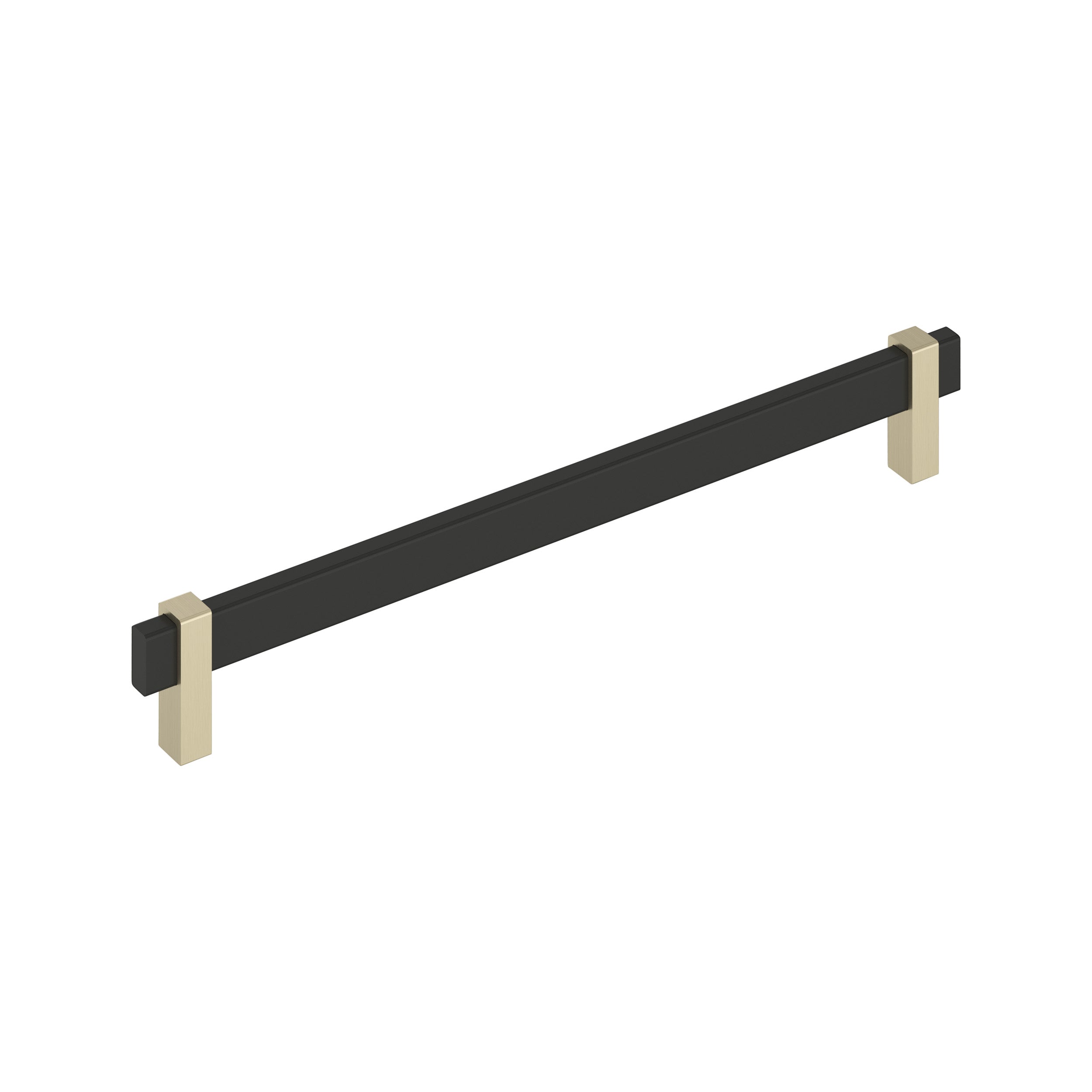 Mulino 10-1/16 inch (256mm) Center-to-Center Matte Black/Golden Champagne Cabinet Pull