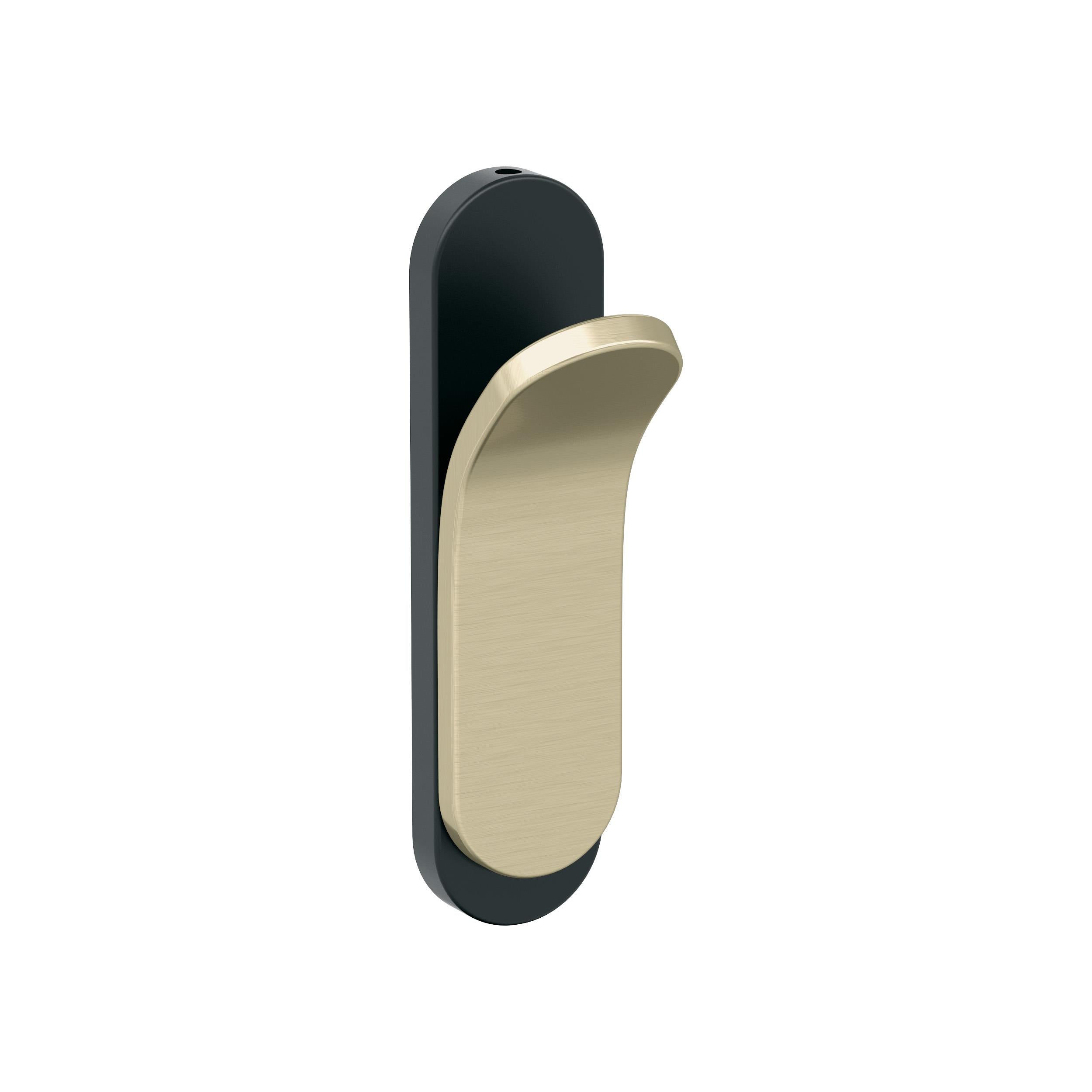 Unison Single Prong Matte Black/Golden Champagne Decorative Wall Hook