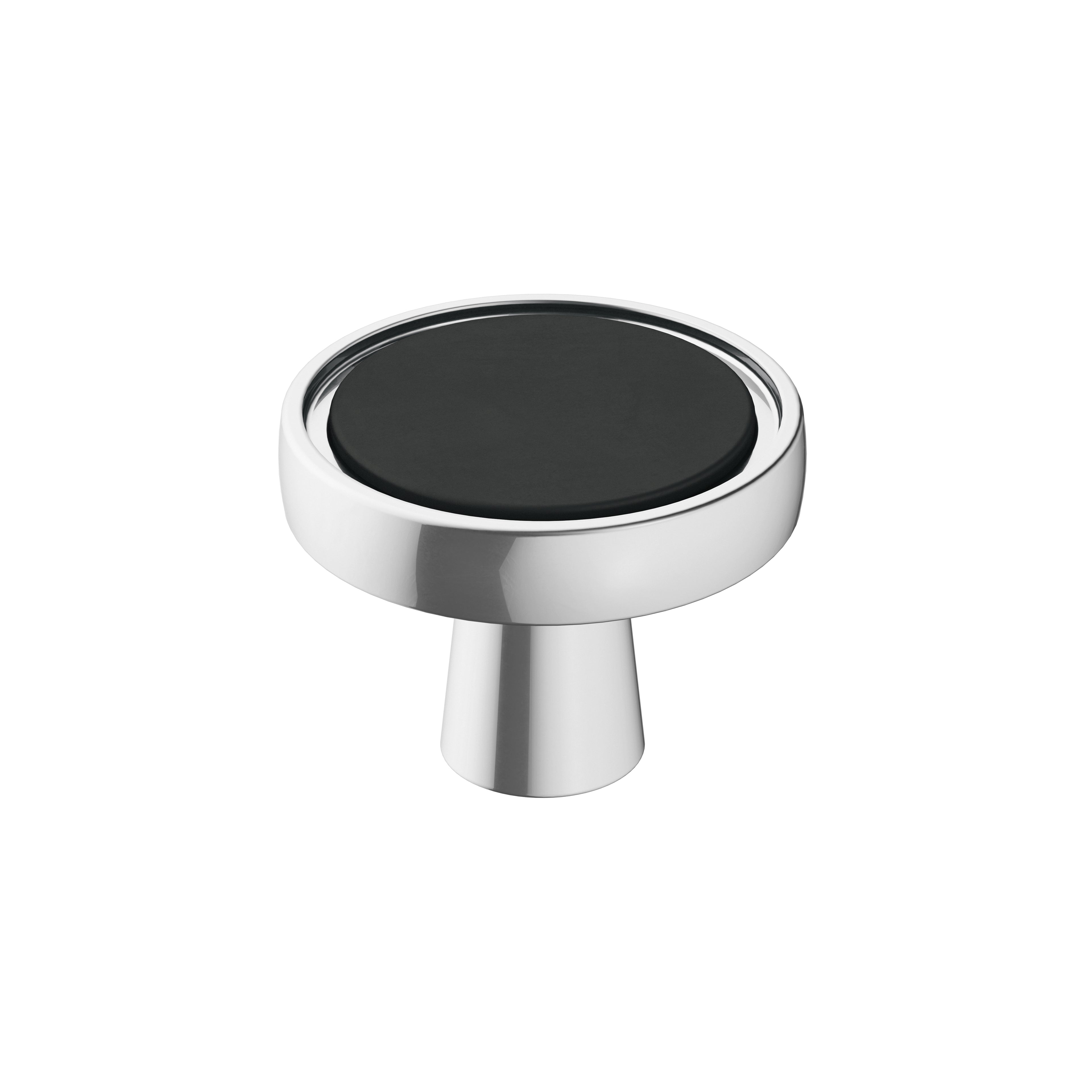 Mergence 1-3/8 inch (35mm) Diameter Matte Black/Polished Chrome Cabinet Knob