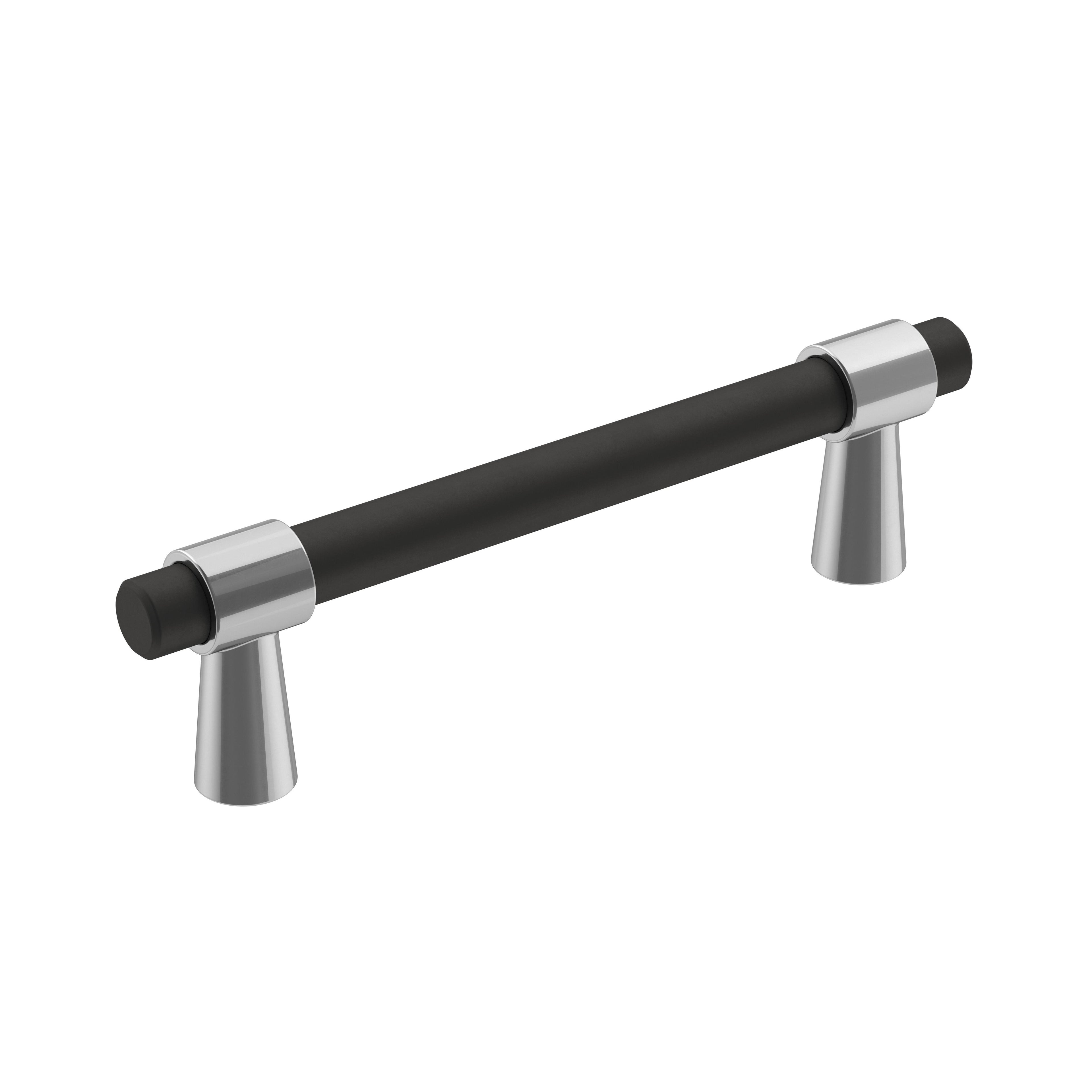 Mergence 3-3/4 inch (96mm) Center-to-Center Matte Black/Polished Chrome Cabinet Pull