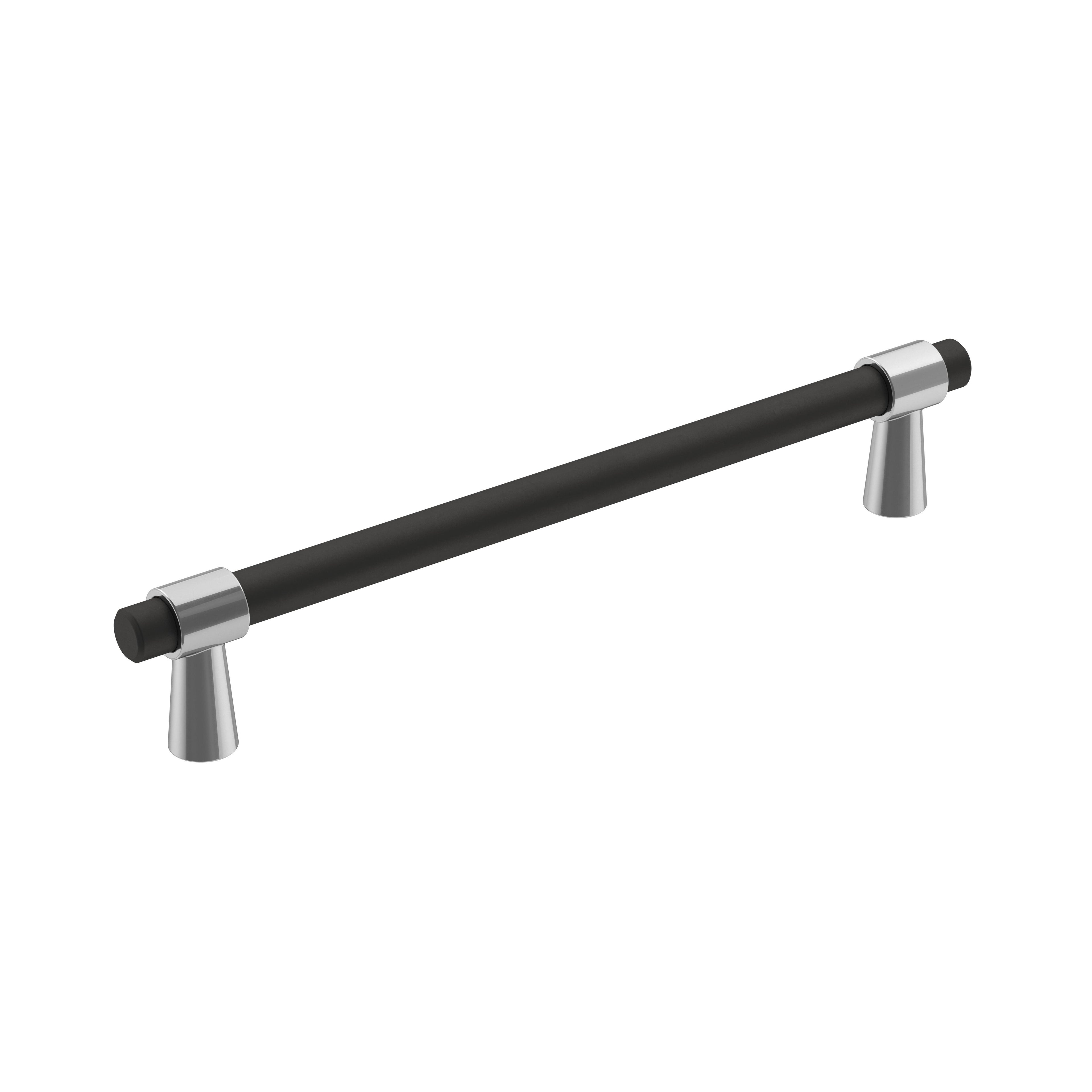 Mergence 6-5/16 inch (160mm) Center-to-Center Matte Black/Polished Chrome Cabinet Pull