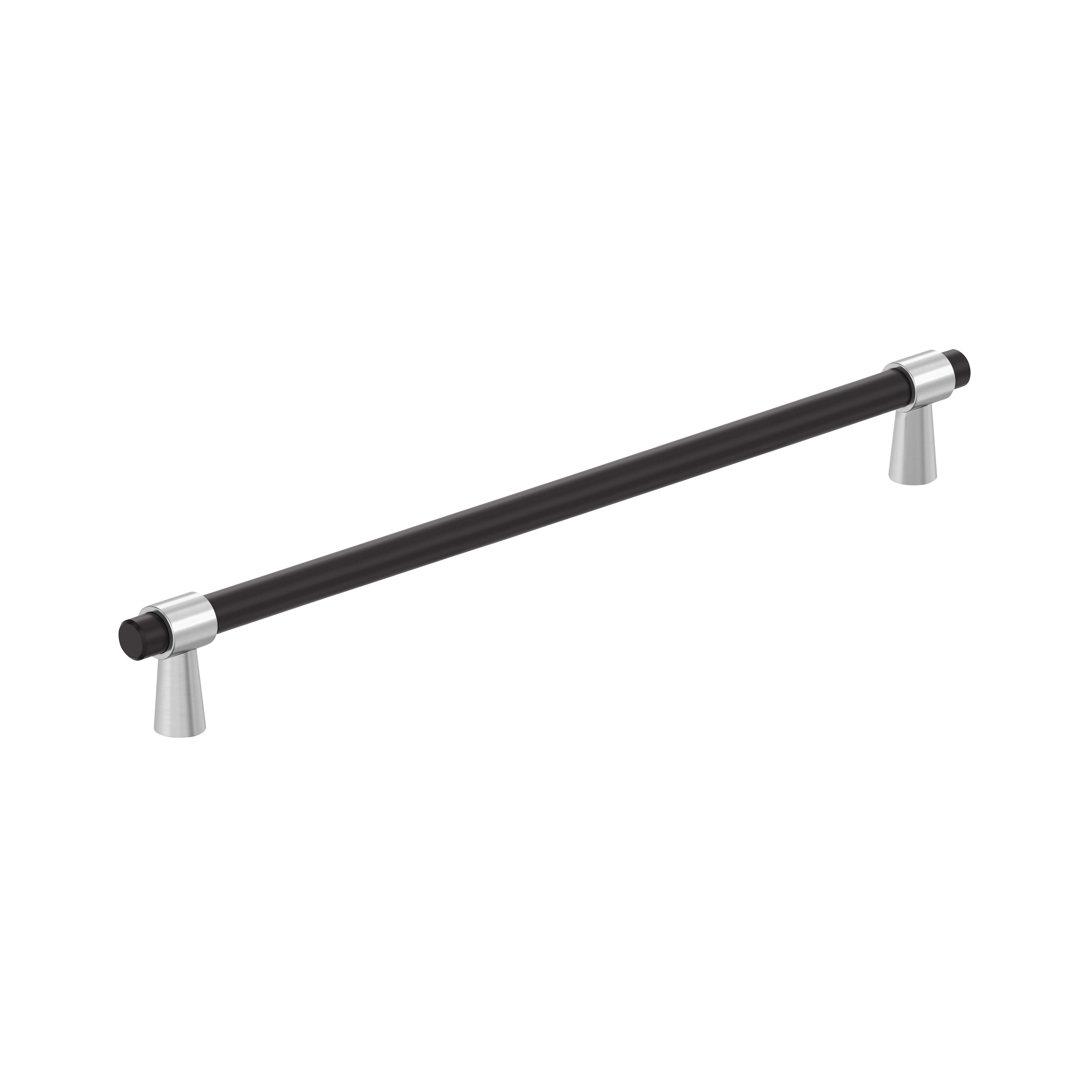 Mergence 8-13/16 inch (224mm) Center-to-Center Matte Black/Polished Chrome Cabinet Pull