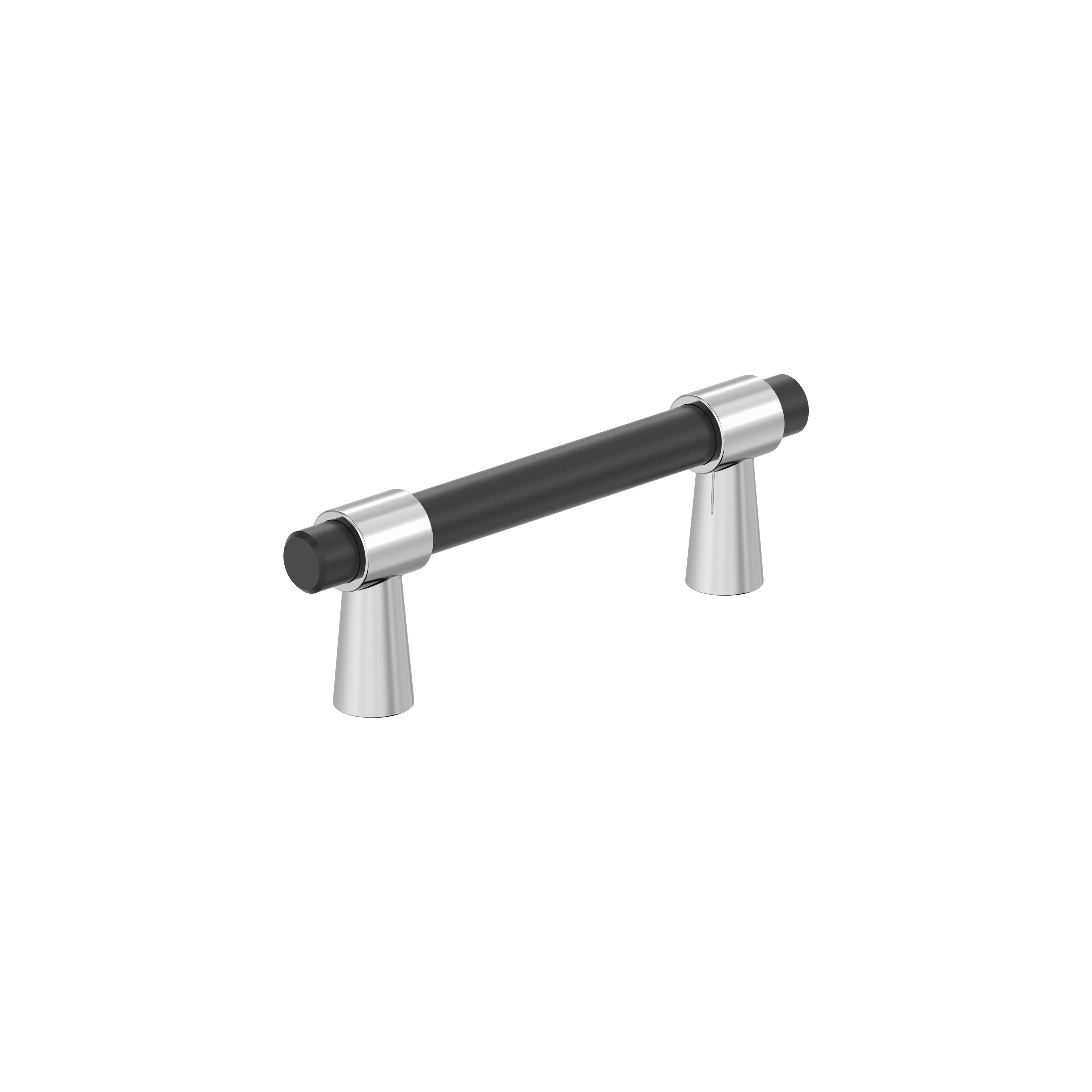 Mergence 3 inch (76mm) Center-to-Center Matte Black/Polished Chrome Cabinet Pull
