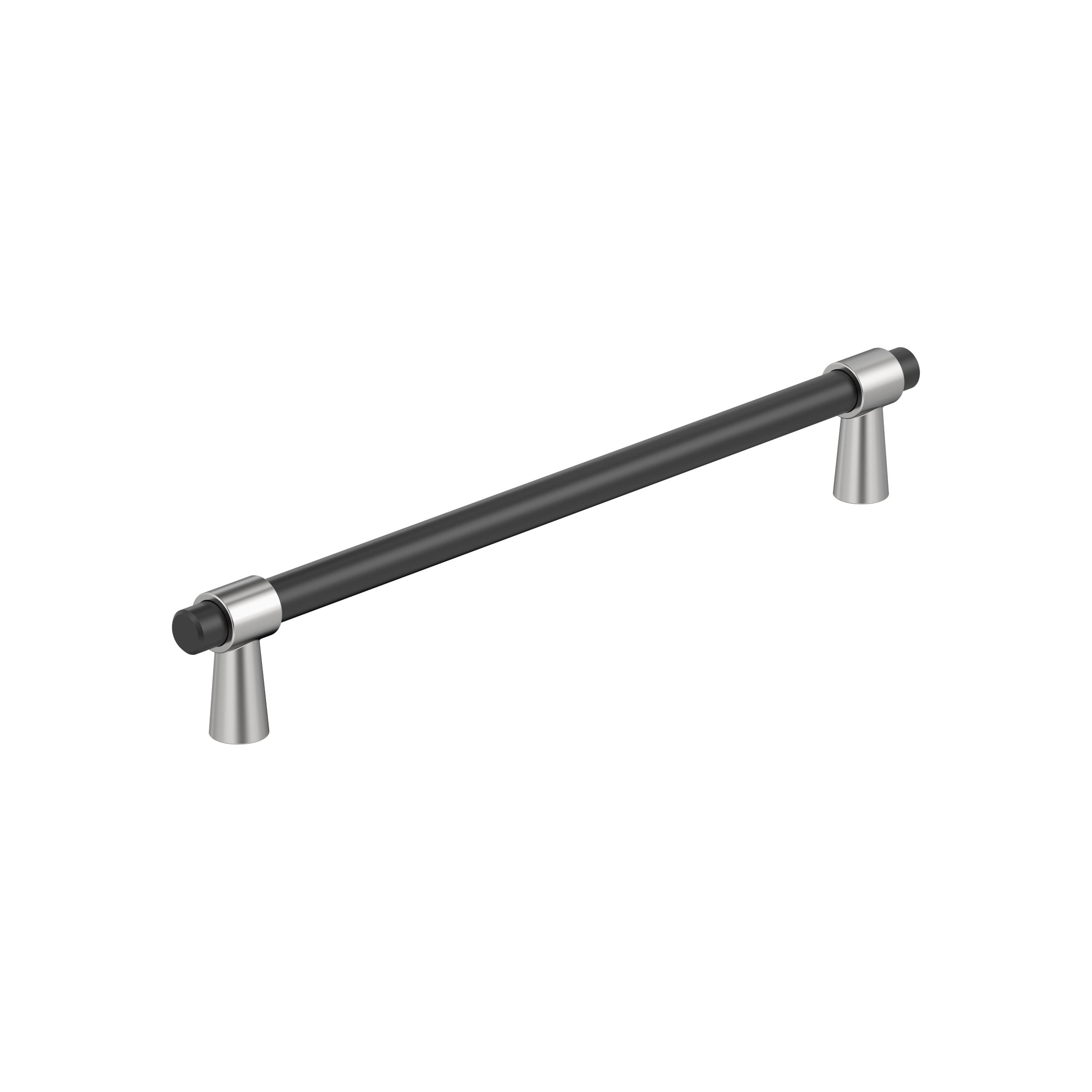 Mergence 7-9/16 inch (192mm) Center-to-Center Matte Black/Polished Chrome Cabinet Pull