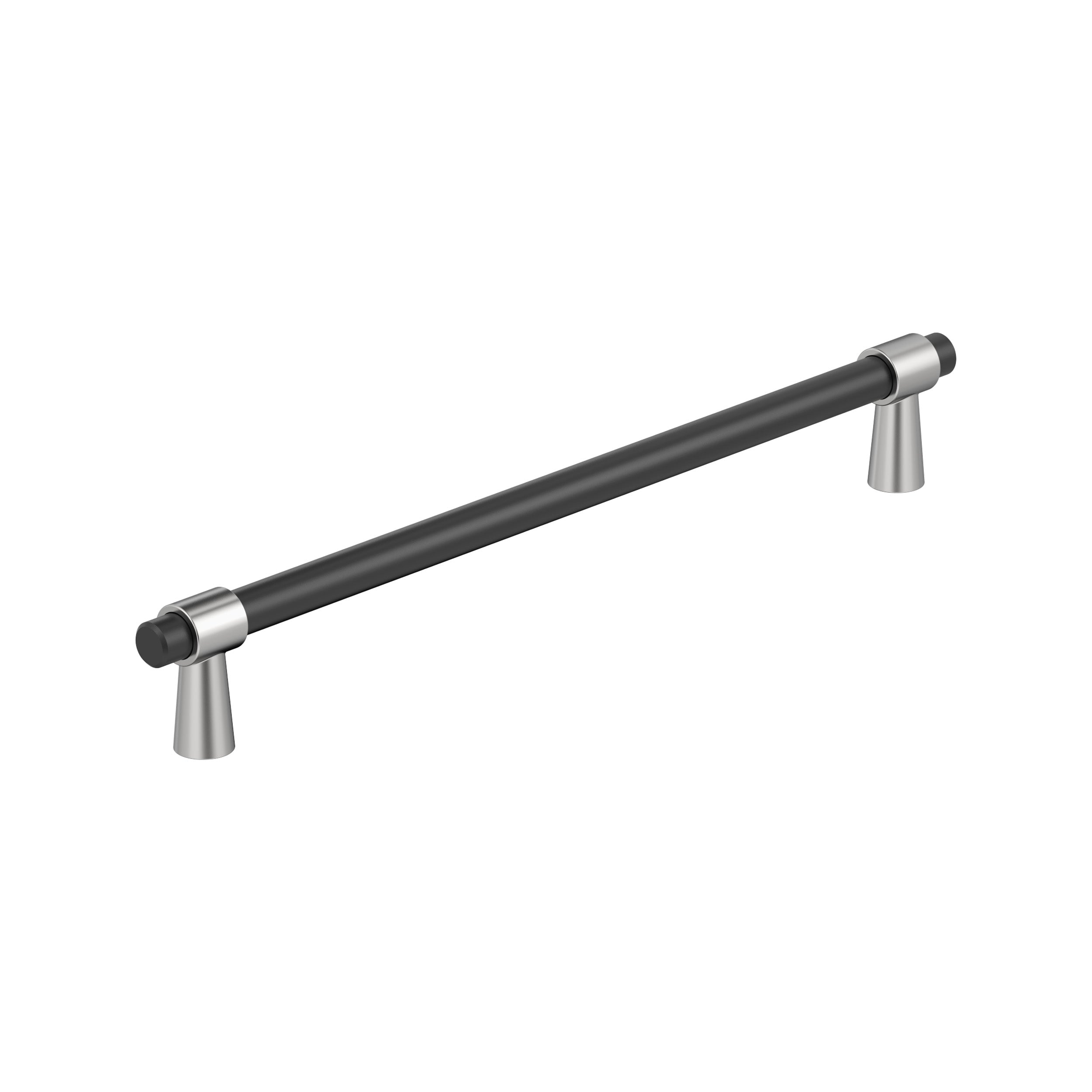 Mergence 10-1/16 inch (256mm) Center-to-Center Matte Black/Polished Chrome Cabinet Pull