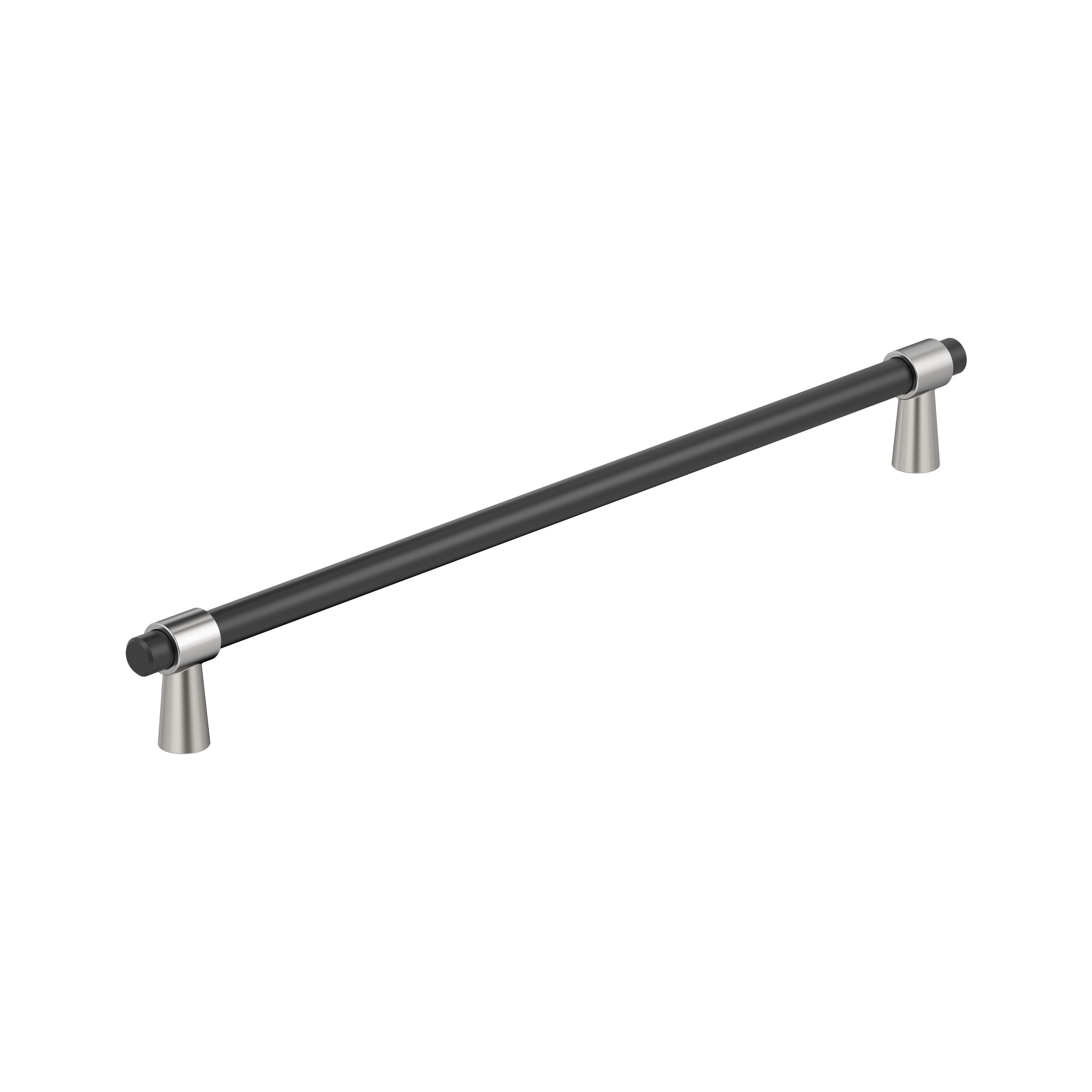Mergence 12-5/8 inch (320mm) Center-to-Center Matte Black/Polished Chrome Cabinet Pull