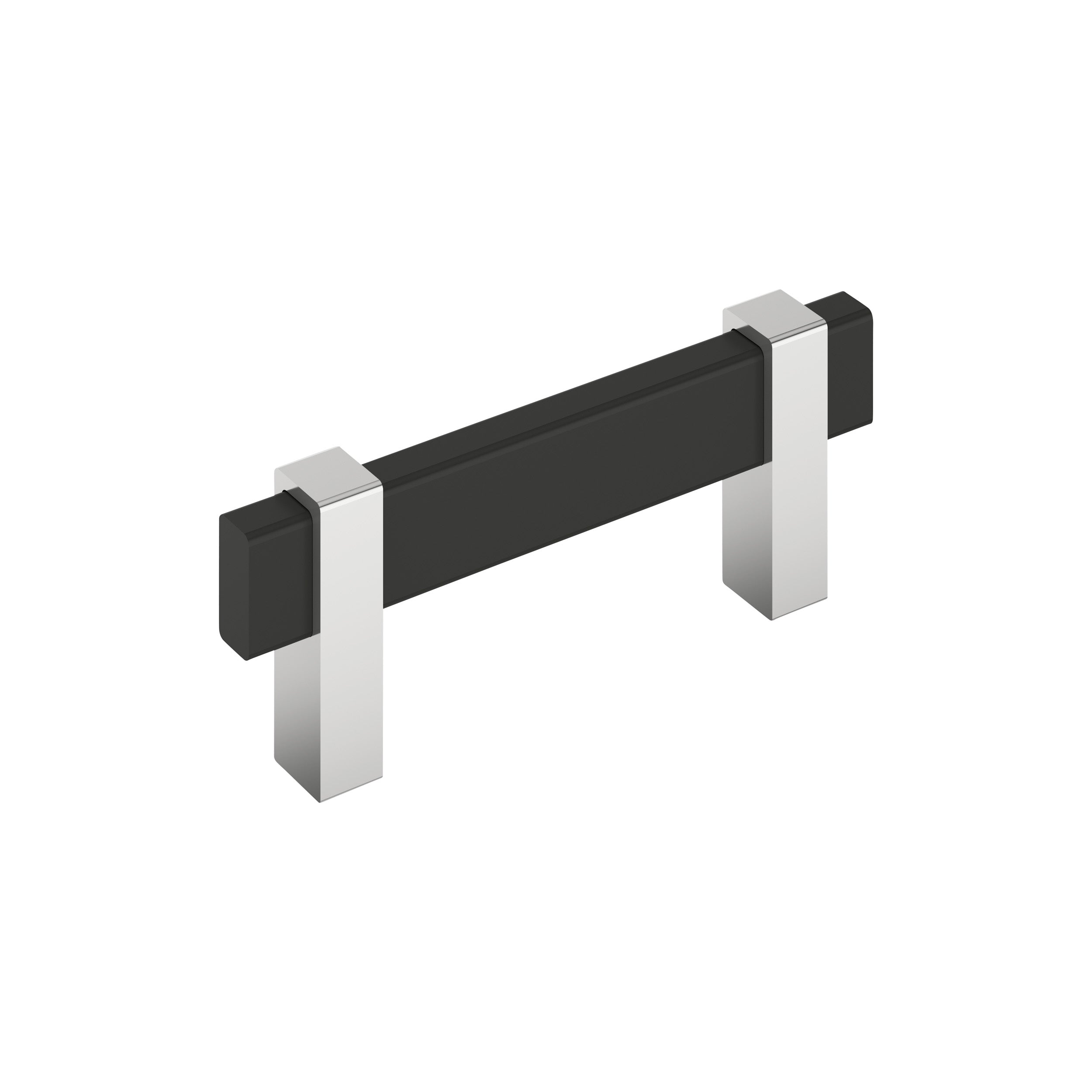 Mulino 3 inch (76mm) Center-to-Center Matte Black/Polished Chrome Cabinet Pull