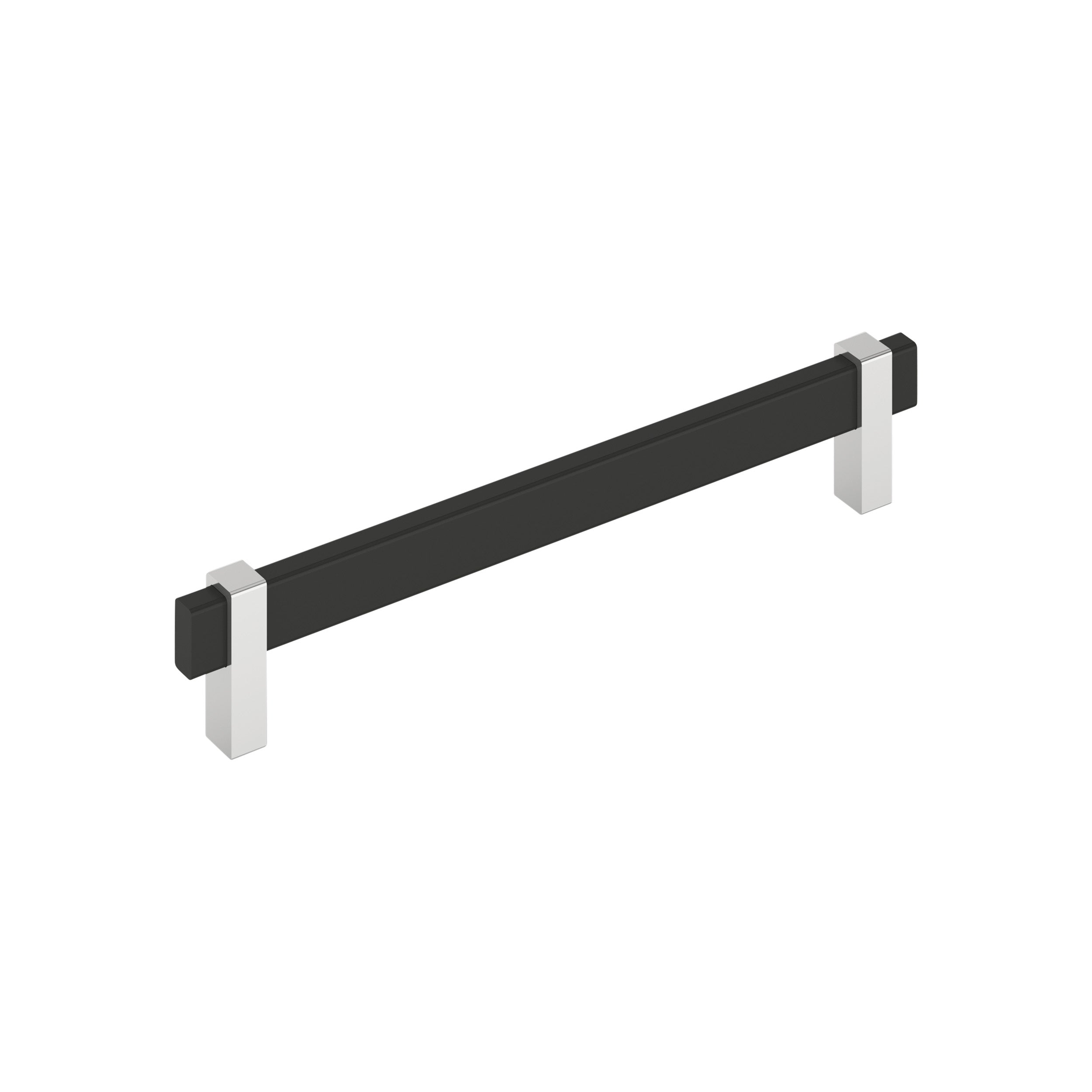Mulino 7-9/16 inch (192mm) Center-to-Center Matte Black/Polished Chrome Cabinet Pull