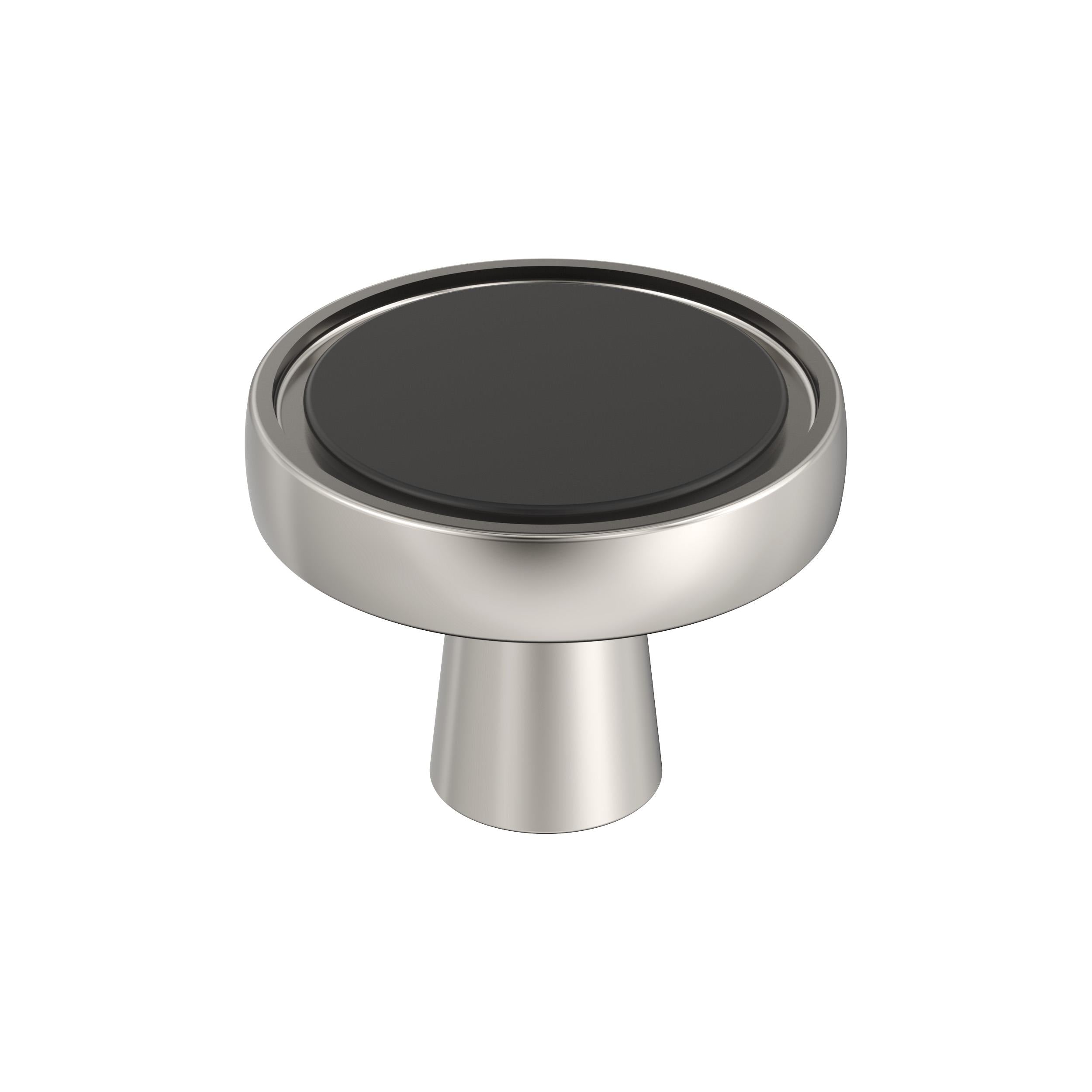 Mergence 1-3/8 inch (35mm) Diameter Matte Black/Polished Nickel Cabinet Knob