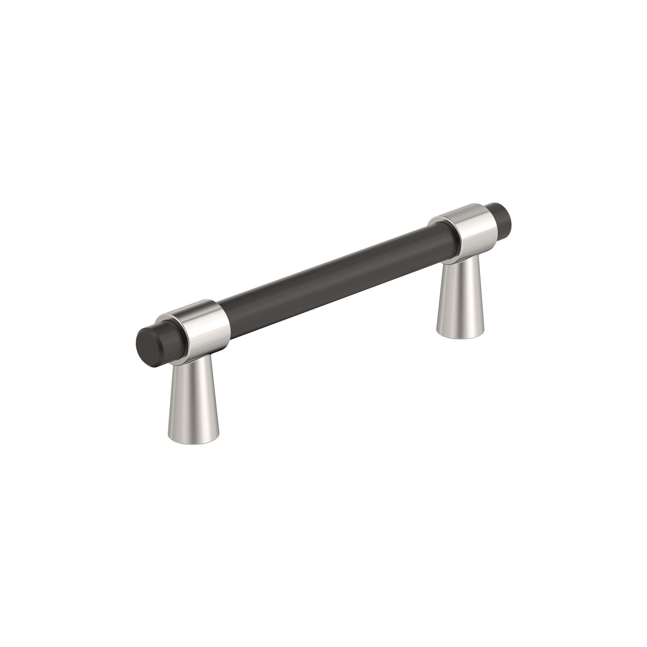 Mergence 3-3/4 inch (96mm) Center-to-Center Matte Black/Polished Nickel Cabinet Pull