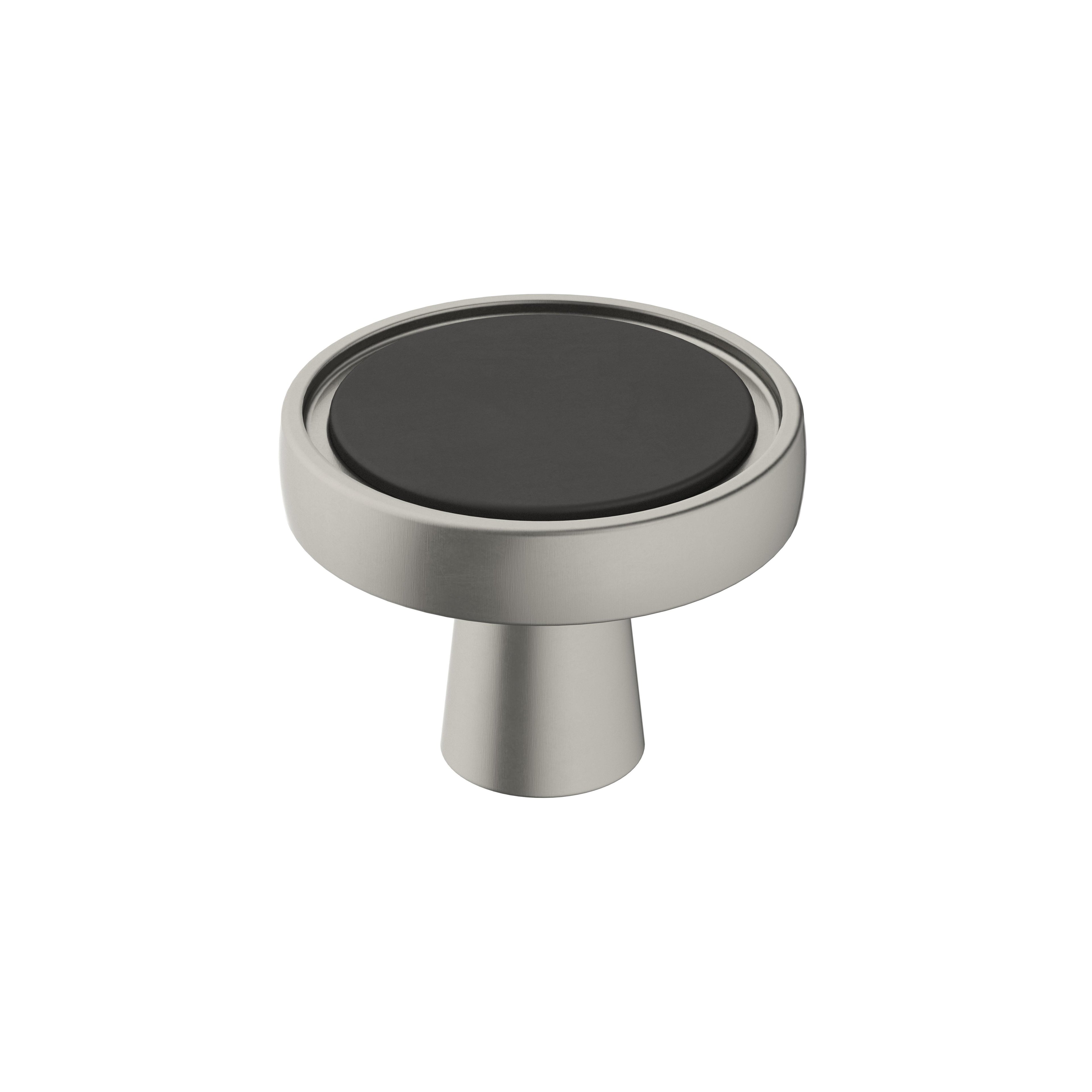 Mergence 1-3/8 inch (35mm) Diameter Matte Black/Satin Nickel Cabinet Knob