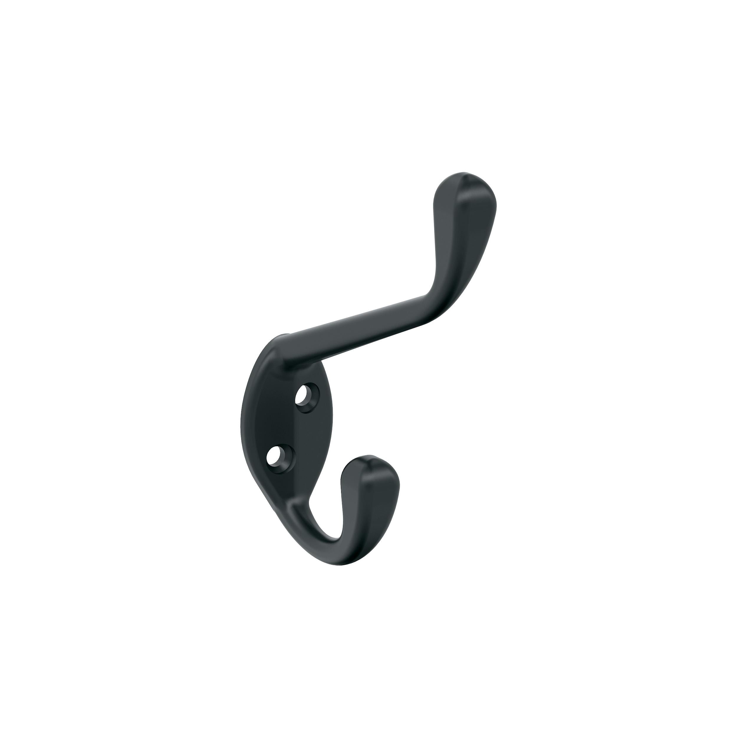 Noble Double Prong Matte Black Decorative Wall Hook