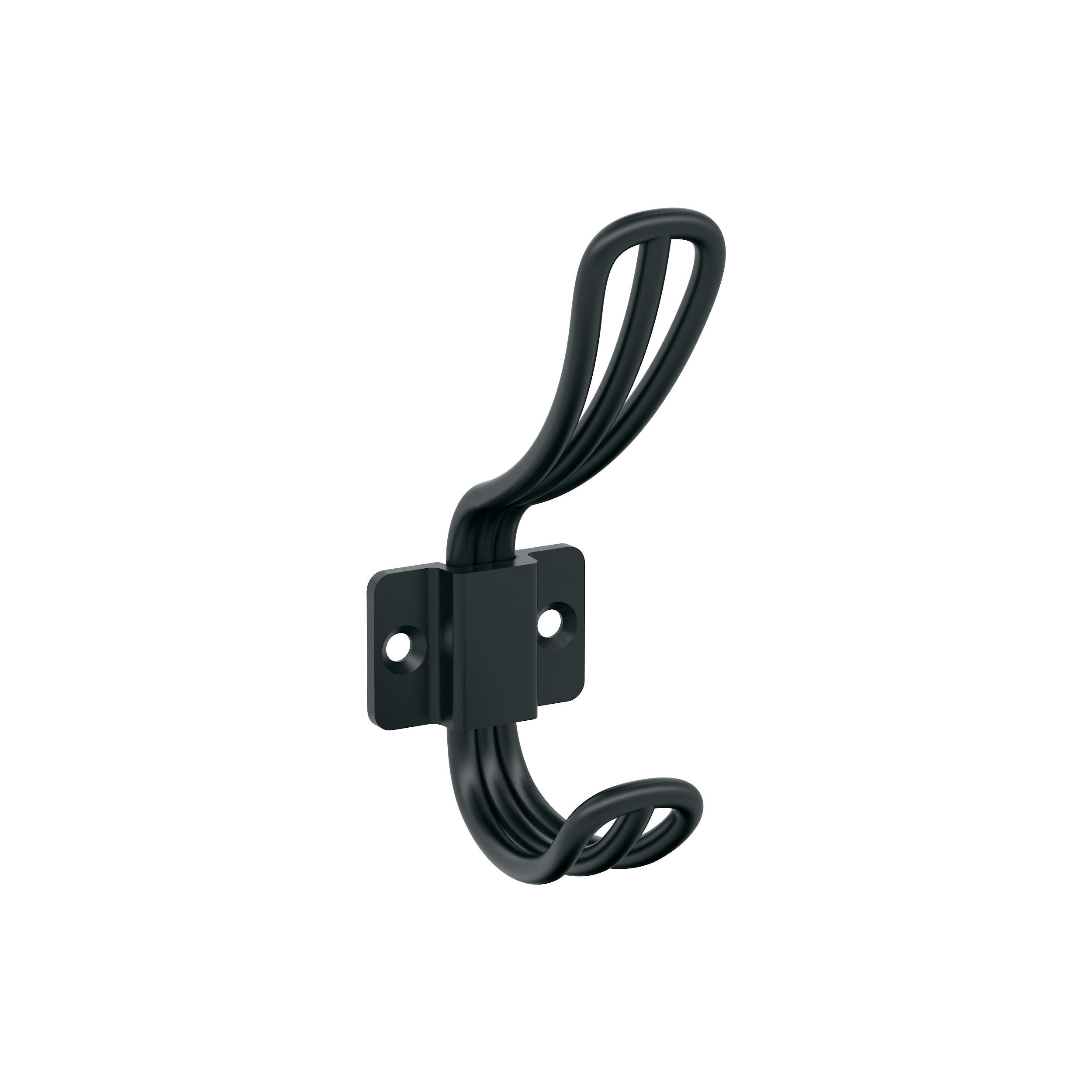 Vinland Double Prong Matte Black Decorative Wall Hook
