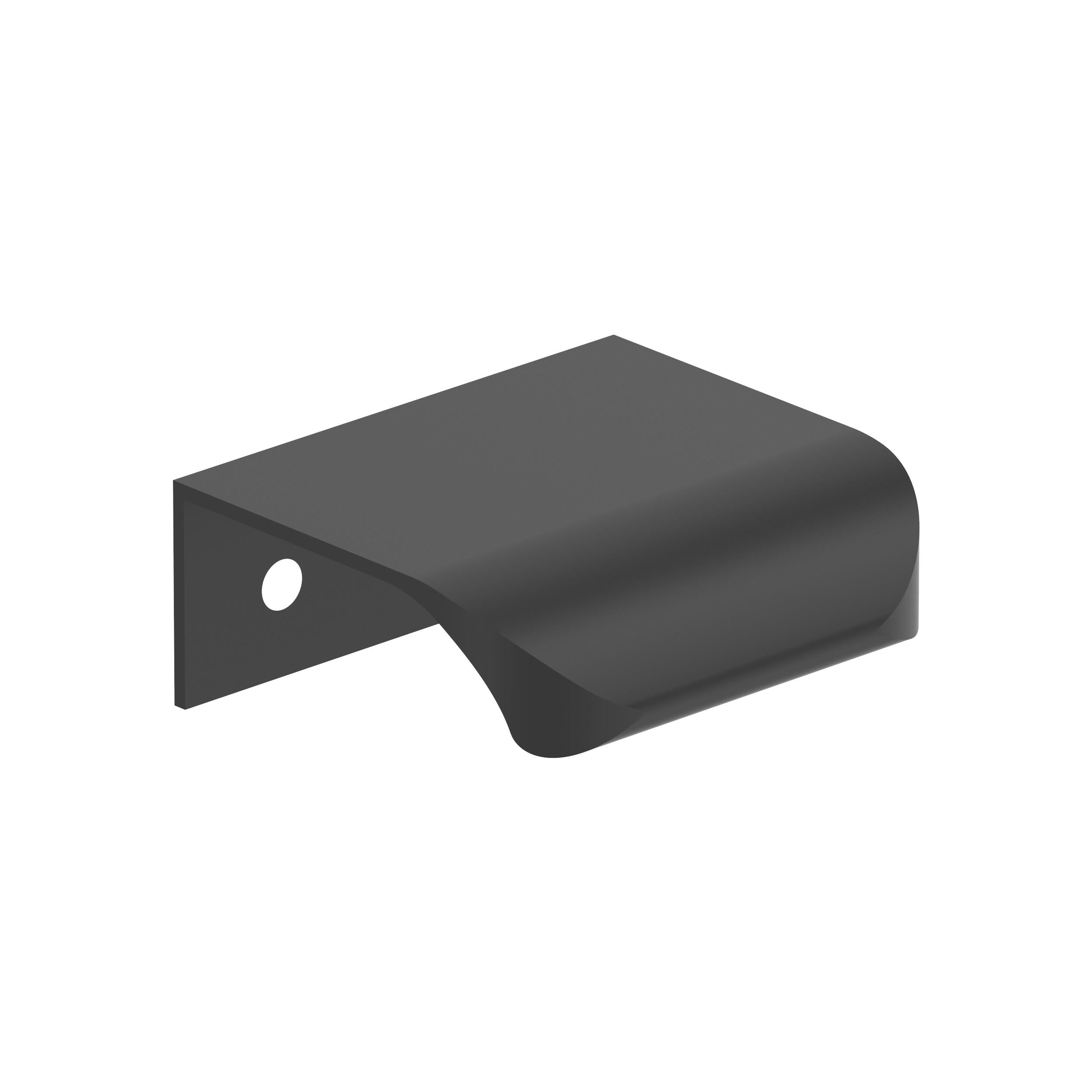 Streamline Tab 1-3/4 inch (44mm) Length Matte Black Cabinet Edge Pull