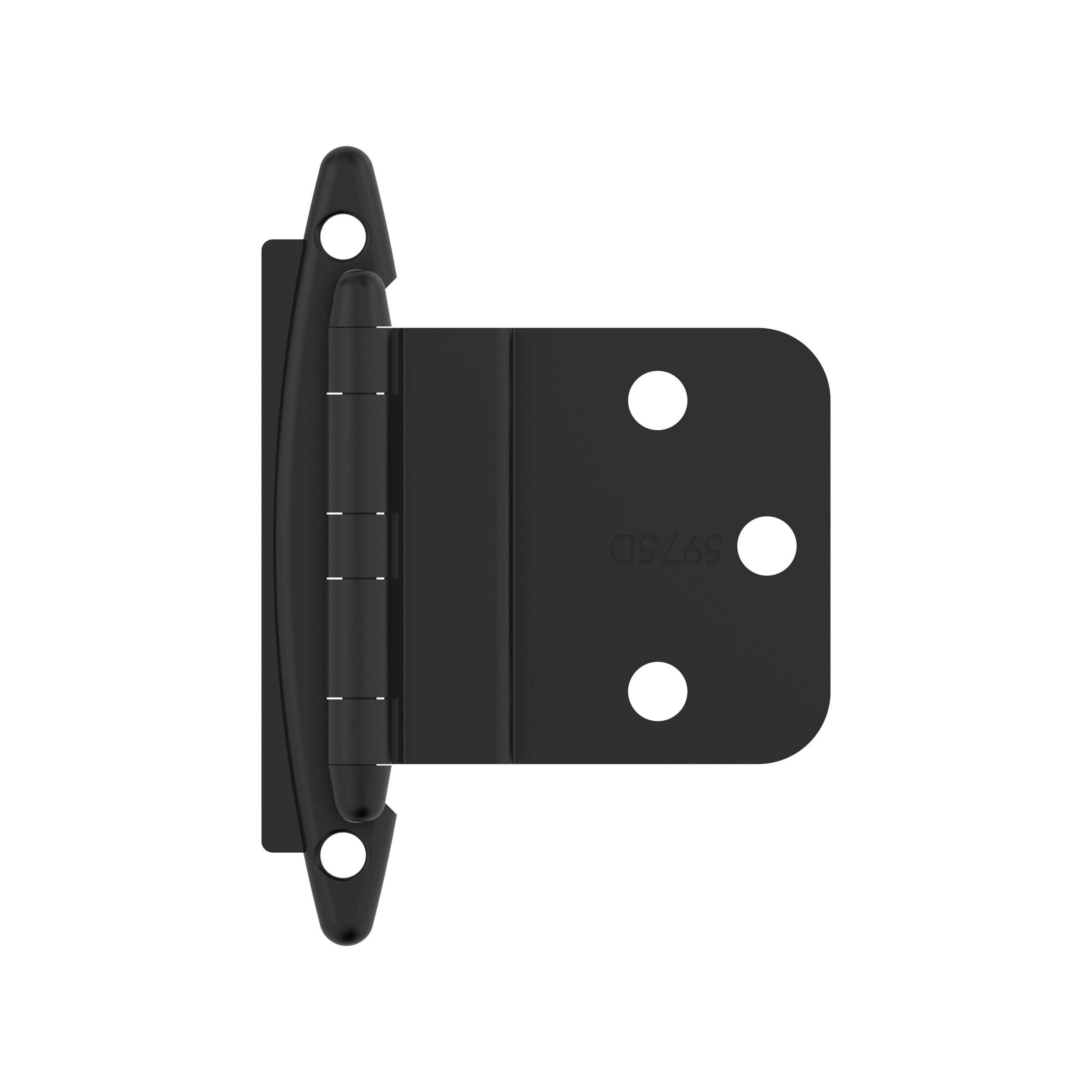 3/8 inch (10mm) Inset Non-Self Closing Face Mount Matte Black Cabinet Hinge - 1 Pair
