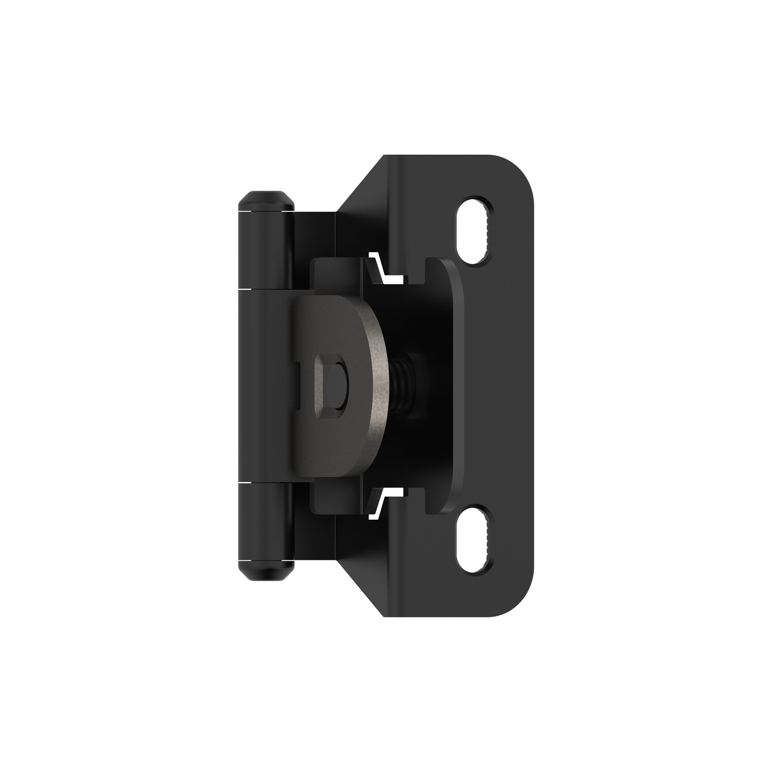 1/4 inch (6mm) Overlay Single Demountable Partial Wrap Matte Black Cabinet Hinge - 1 Pair
