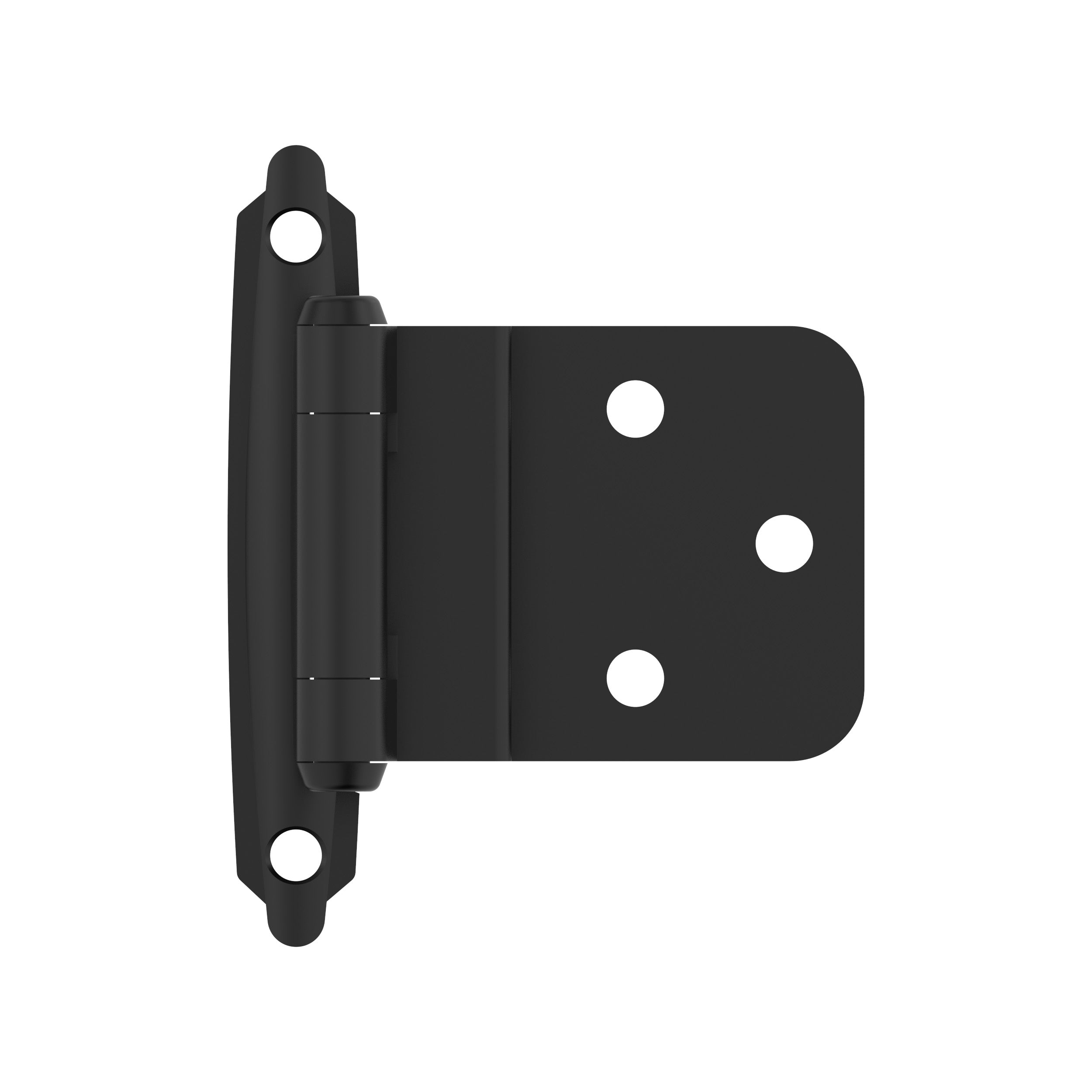 3/8 inch (10mm) Inset Self Closing Face Mount Matte Black Cabinet Hinge - 1 Pair