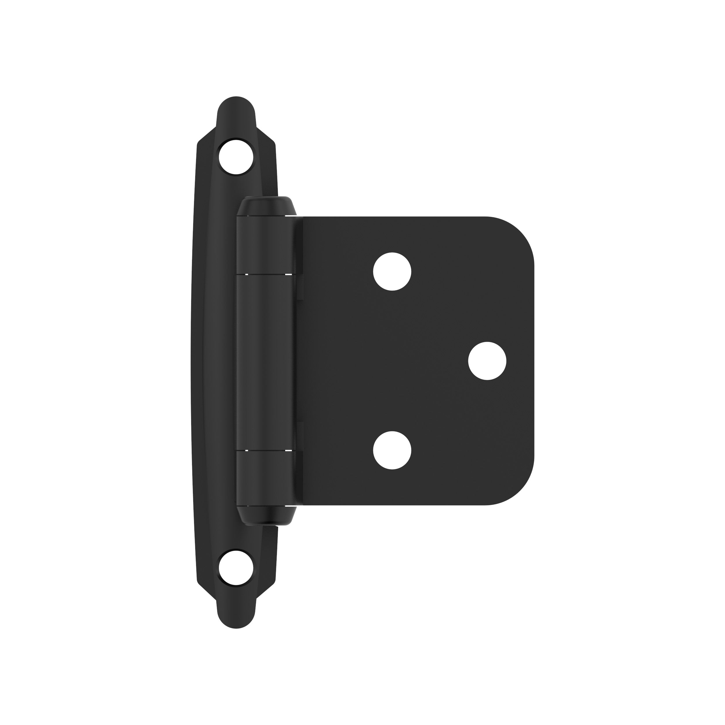 Variable Overlay Self Closing Face Mount Matte Black Cabinet Hinge - 1 Pair