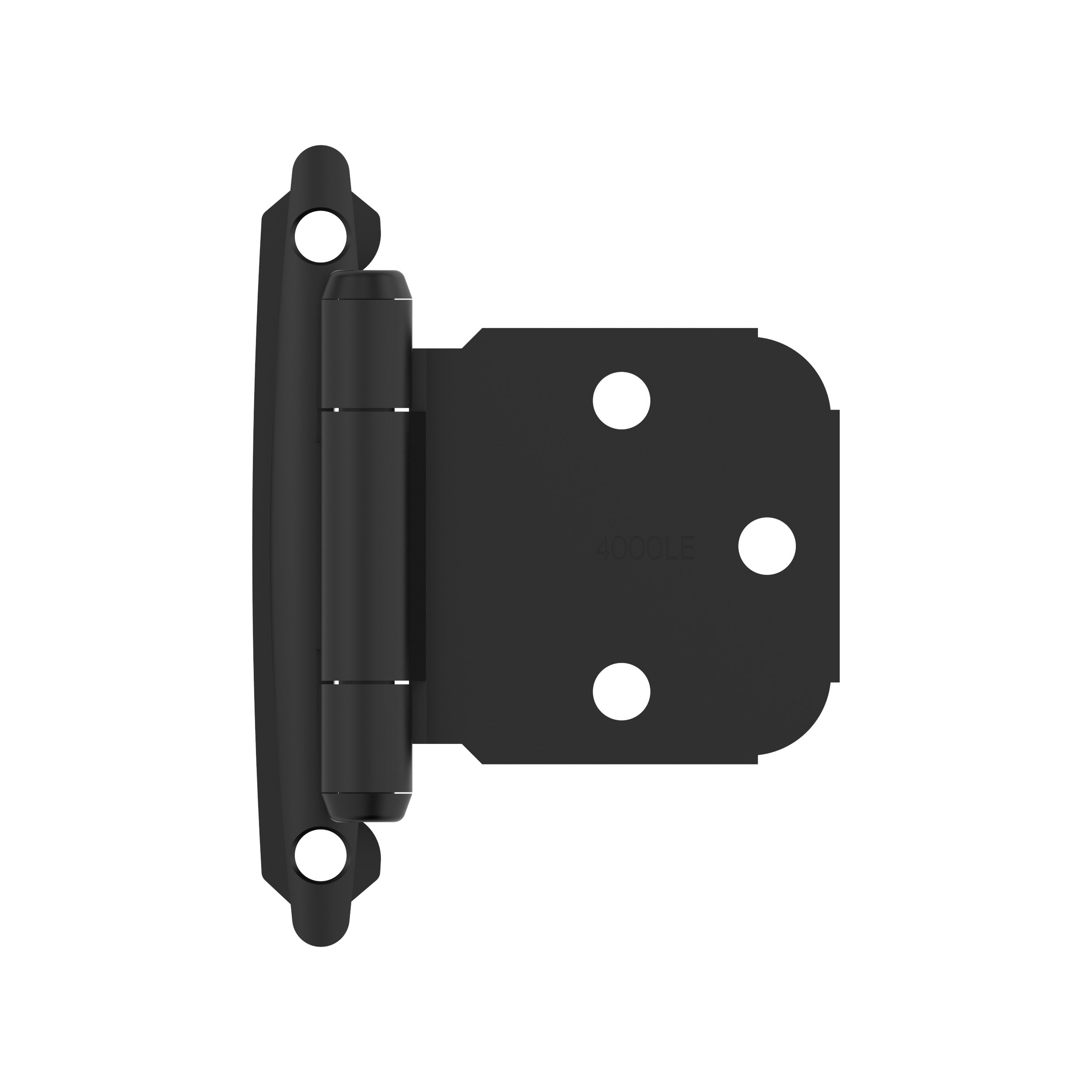 Variable Overlay Self Closing Face Mount Matte Black Cabinet Hinge - 1 Pair