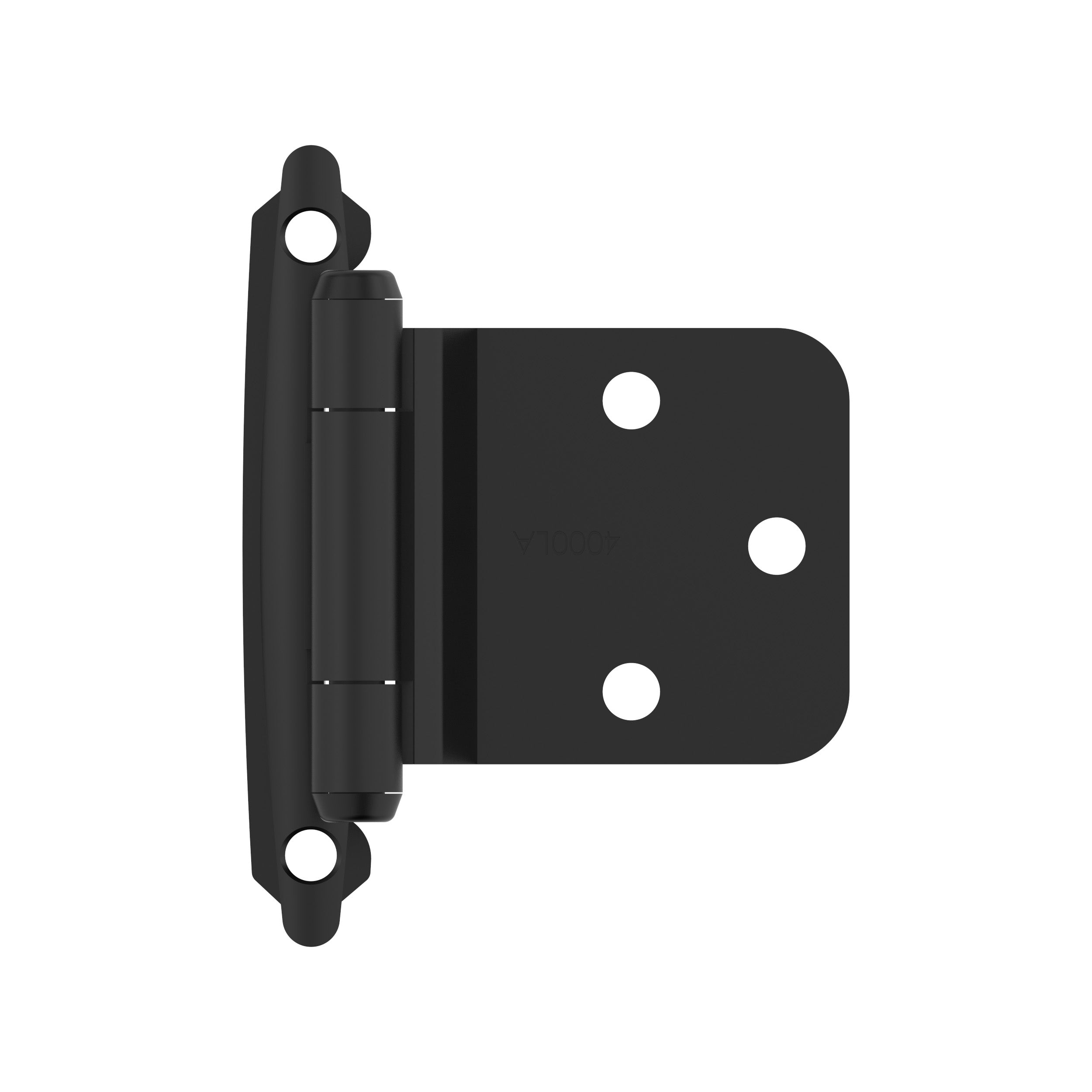 Variable Overlay Self Closing Face Mount Reverse Bevel Matte Black Cabinet Hinge - 1 Pair