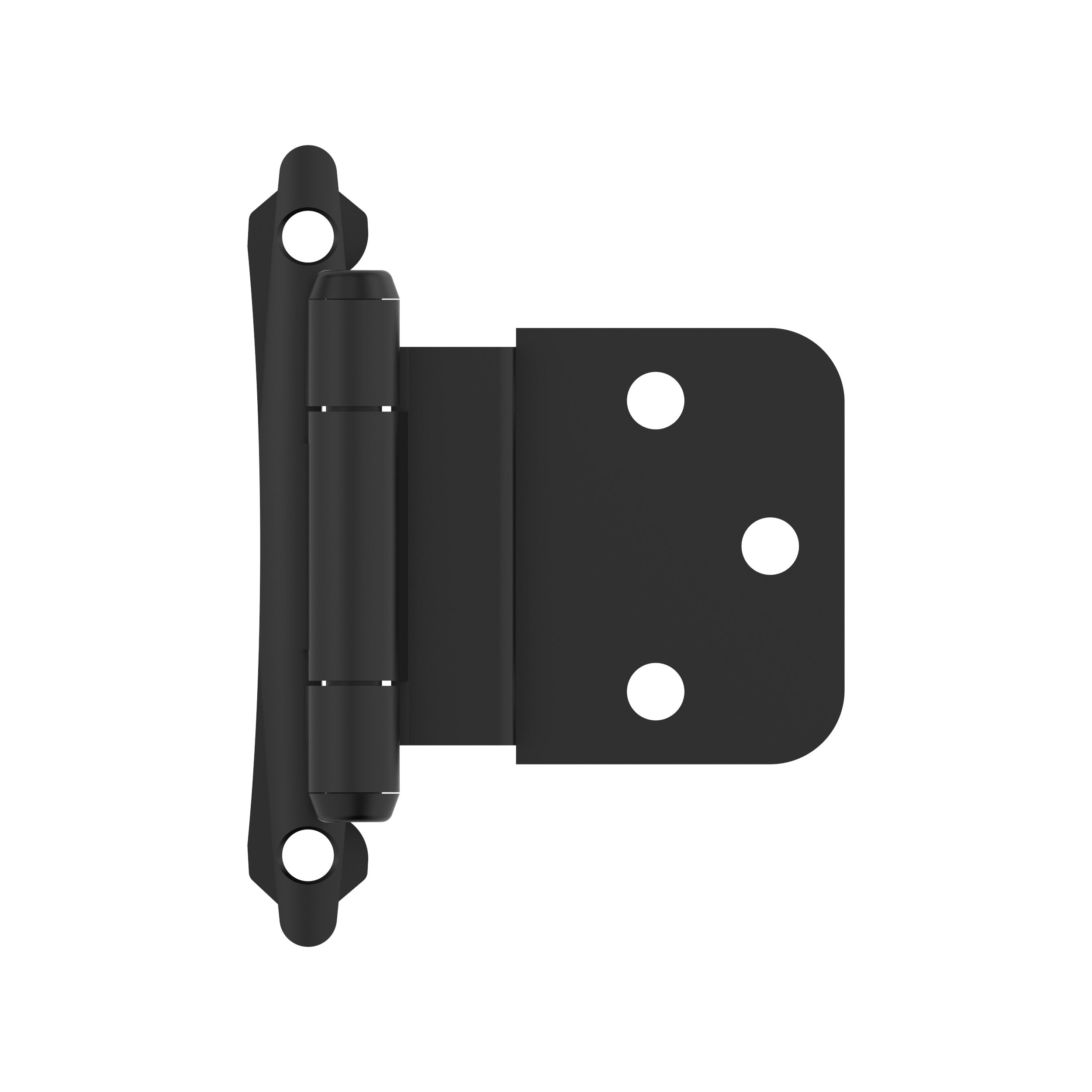 3/8 inch (10mm) Inset Self Closing Face Mount Matte Black Cabinet Hinge - 1 Pair