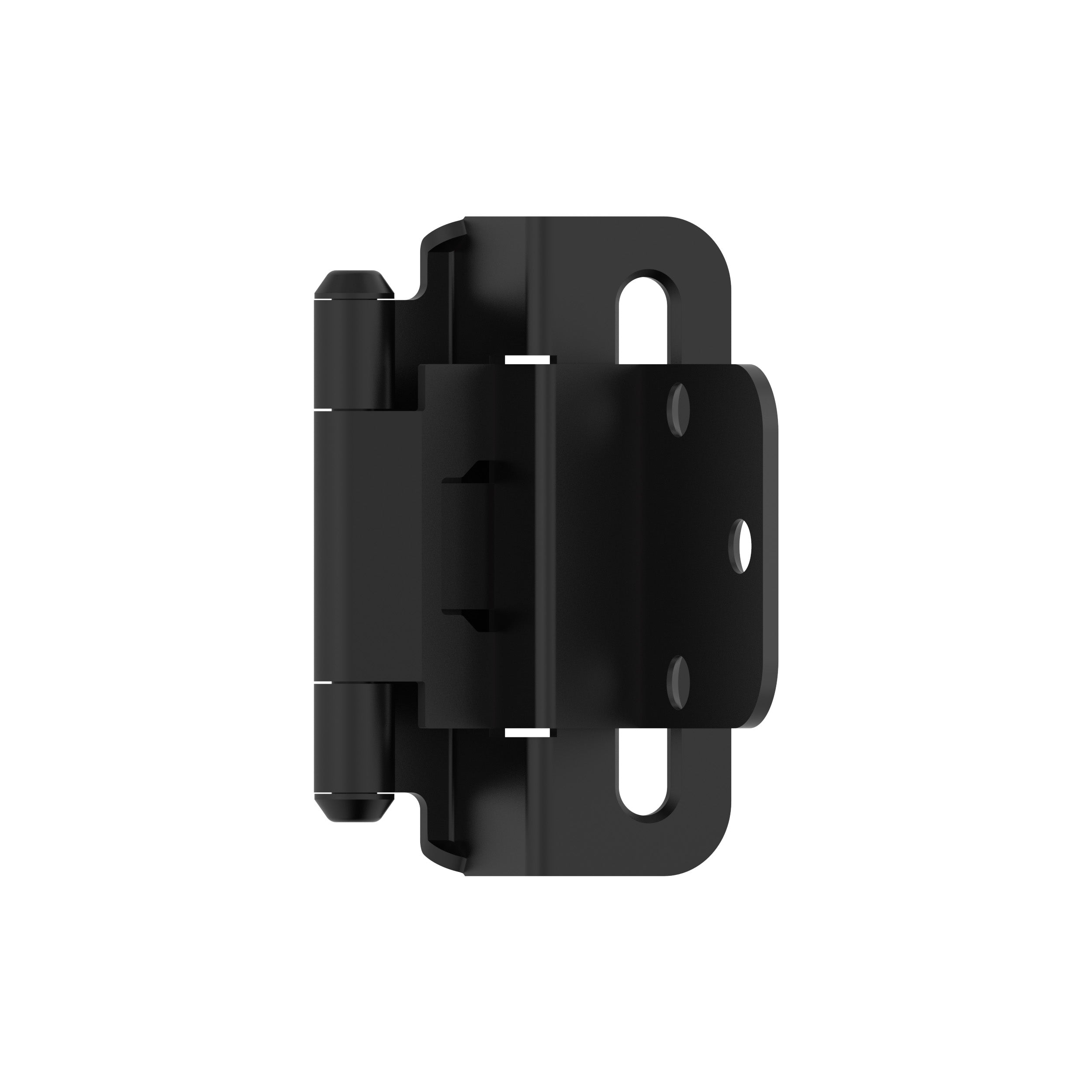 3/8 inch (10mm) Inset Self Closing Partial Wrap Matte Black Cabinet Hinge - 1 Pair
