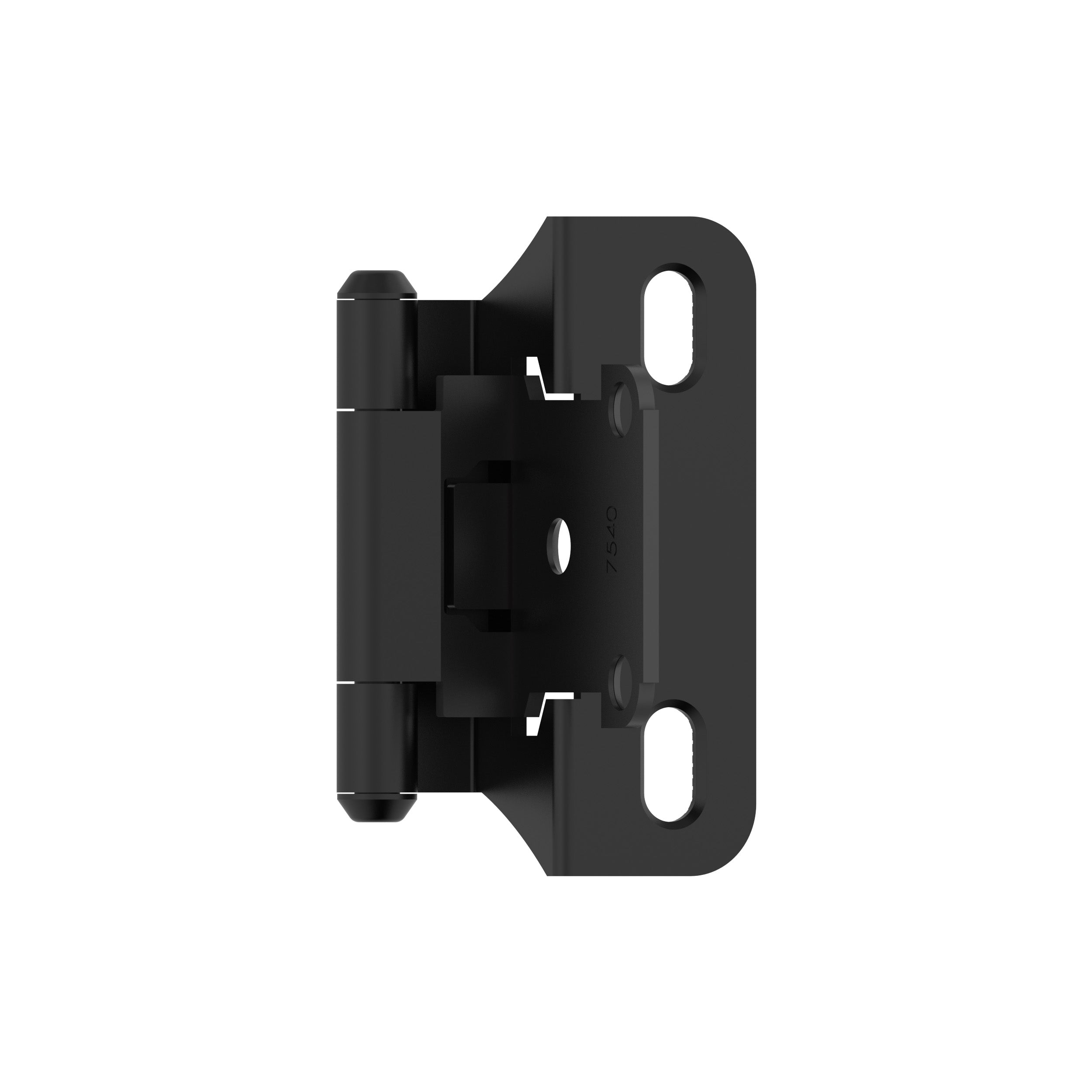 1/4 inch (6mm) Overlay Self Closing Partial Wrap Matte Black Cabinet Hinge - 1 Pair