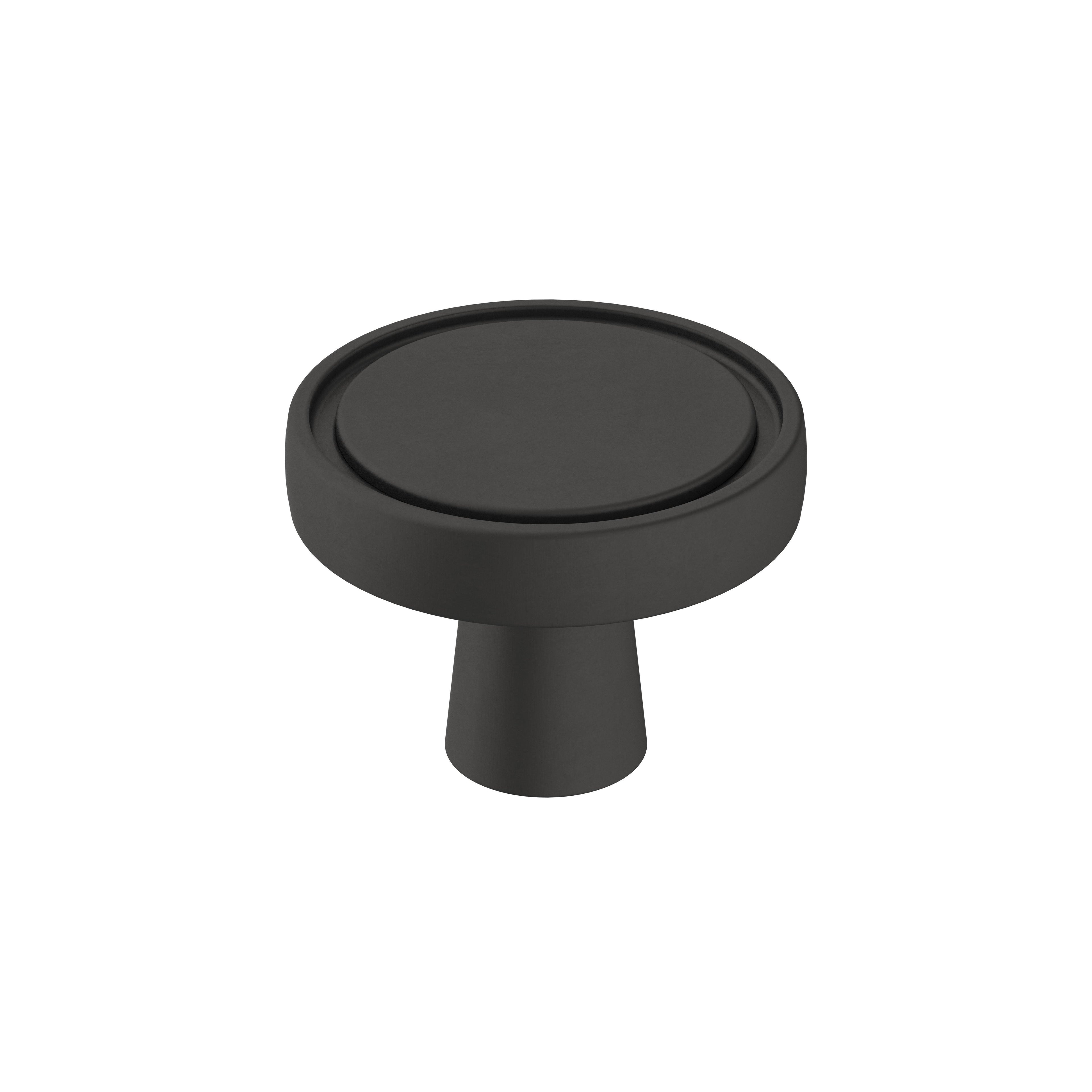 Destine 1-3/8 inch (35mm) Diameter Matte Black Cabinet Knob