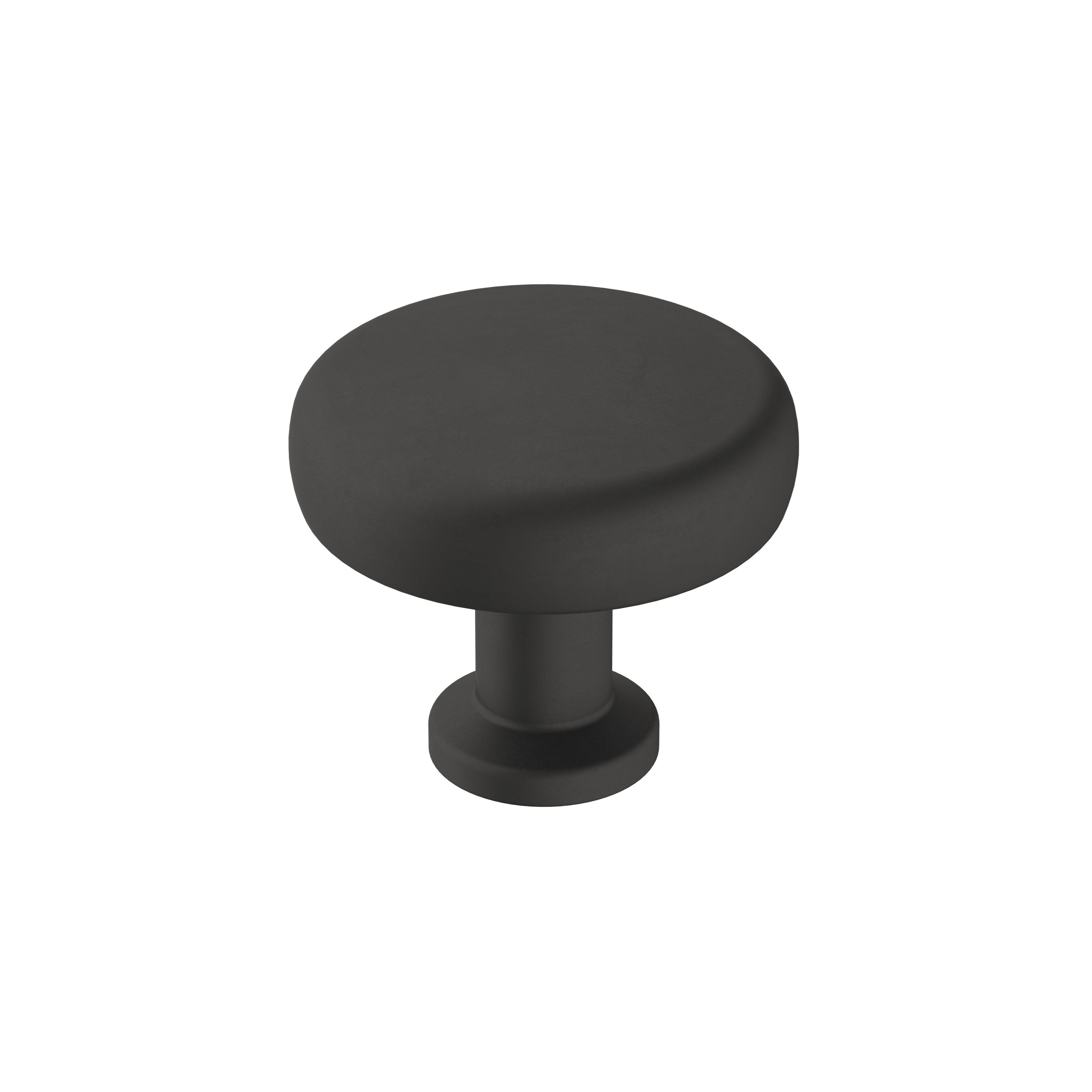 Factor 1-1/4 inch (32mm) Diameter Matte Black Cabinet Knob