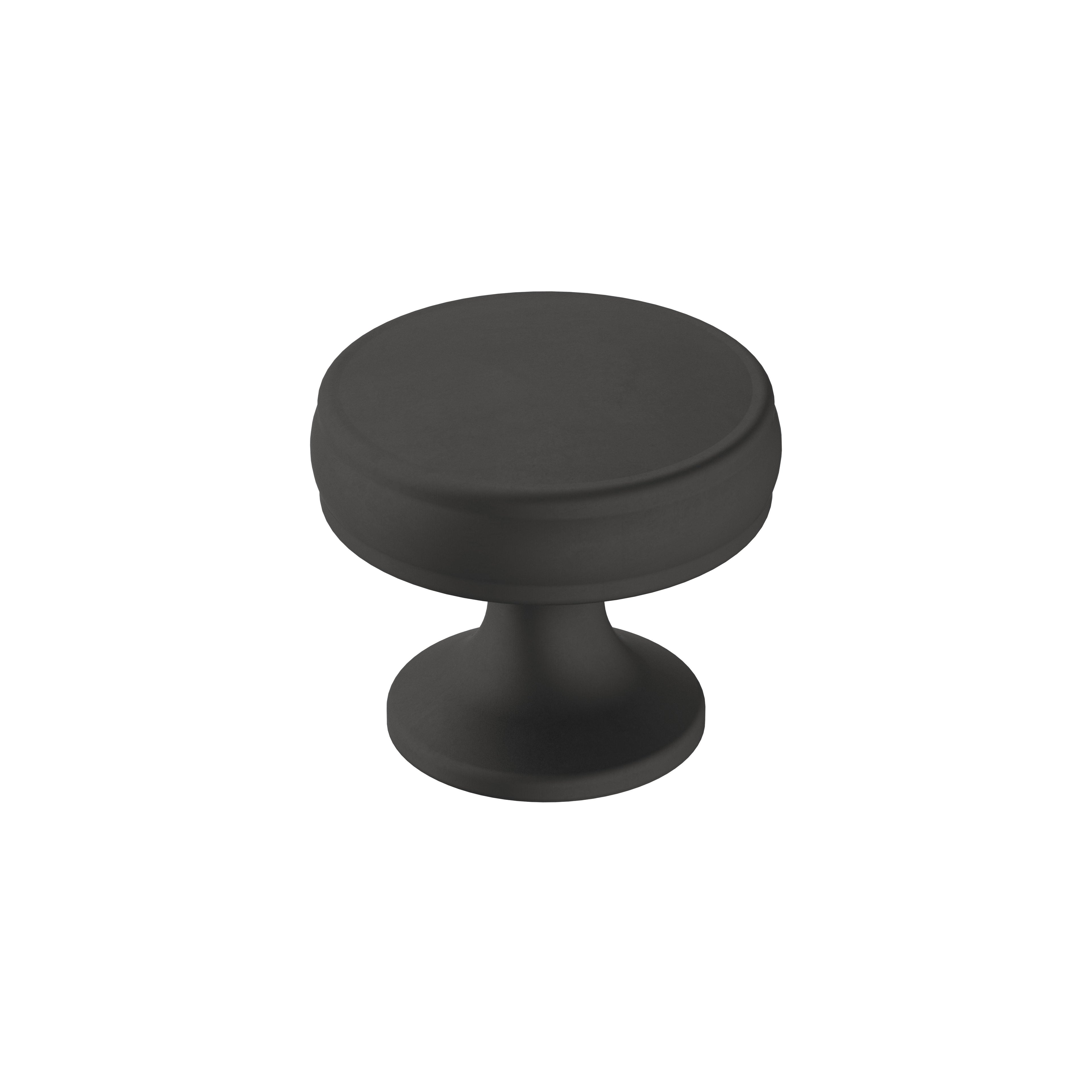 Renown 1-1/4 inch (32mm) Diameter Matte Black Cabinet Knob