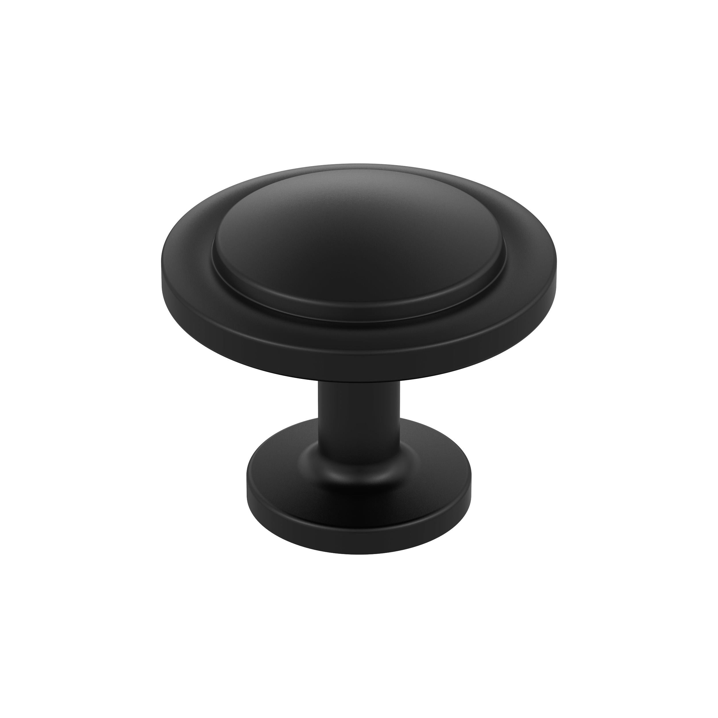 Loop 1-3/16 inch (30mm) Diameter Matte Black Cabinet Knob